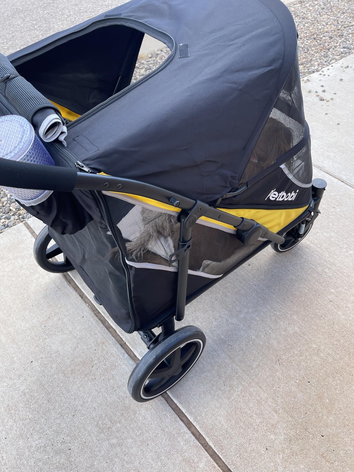 Petbobi Dog Stroller for Large & Medium Dogs - Easy Fold Dual Entry Pet Stroller with One-Foot Brake, All Terrain Wagon Cart with Air Mesh, Ideal for Large Senior Pets up to 80 lbs, Black customer photo 2