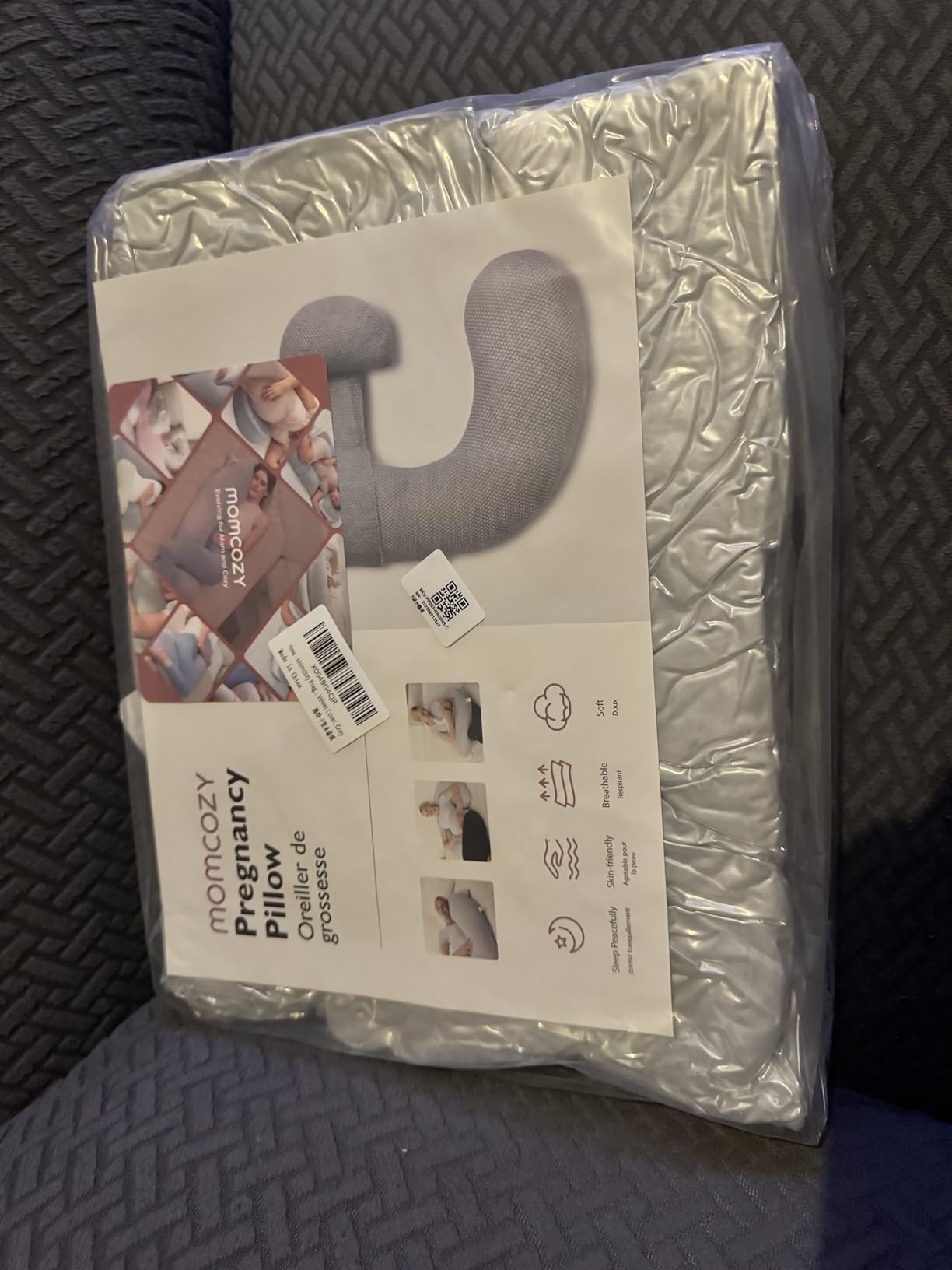 Momcozy Pregnancy Pillow, Original F Shaped Maternity Pillow for Pregnant Women with Adjustable Wedge Pillow, Full Body Support Pregnancy Pillows for Side Sleeping with Velvet Cover, Grey customer photo 2