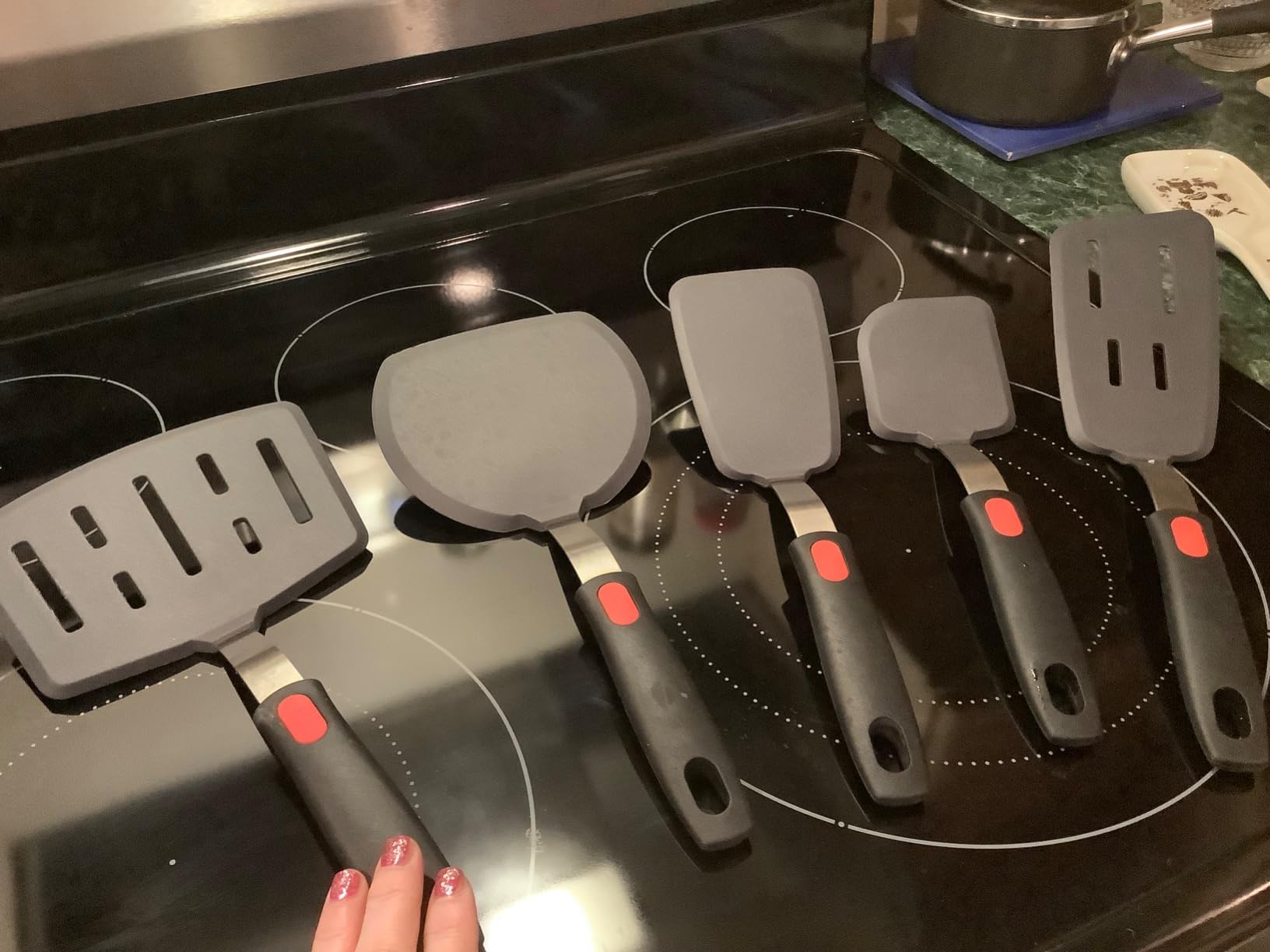 Silicone Spatula Set Turner, 5-Pack Spatulas for Nonstick Cookware, 600°F Heat Resistant Kitchen Cooking Utensils Set for Egg, Pancake Fish Sticky Baking Dishwasher Safe customer photo 1