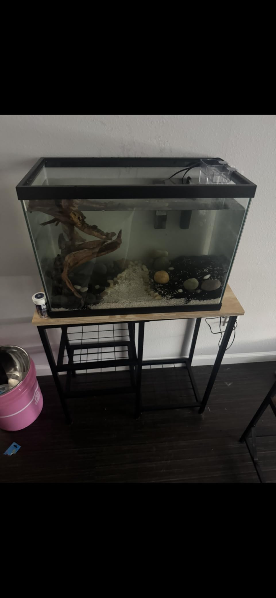 YBING Fish Tank Stand 20 Gallon Aquarium Stand Aquarium Turtle Tank Reptile Tank Stand with 3-Tier Small Metal Shelf Black customer photo 1