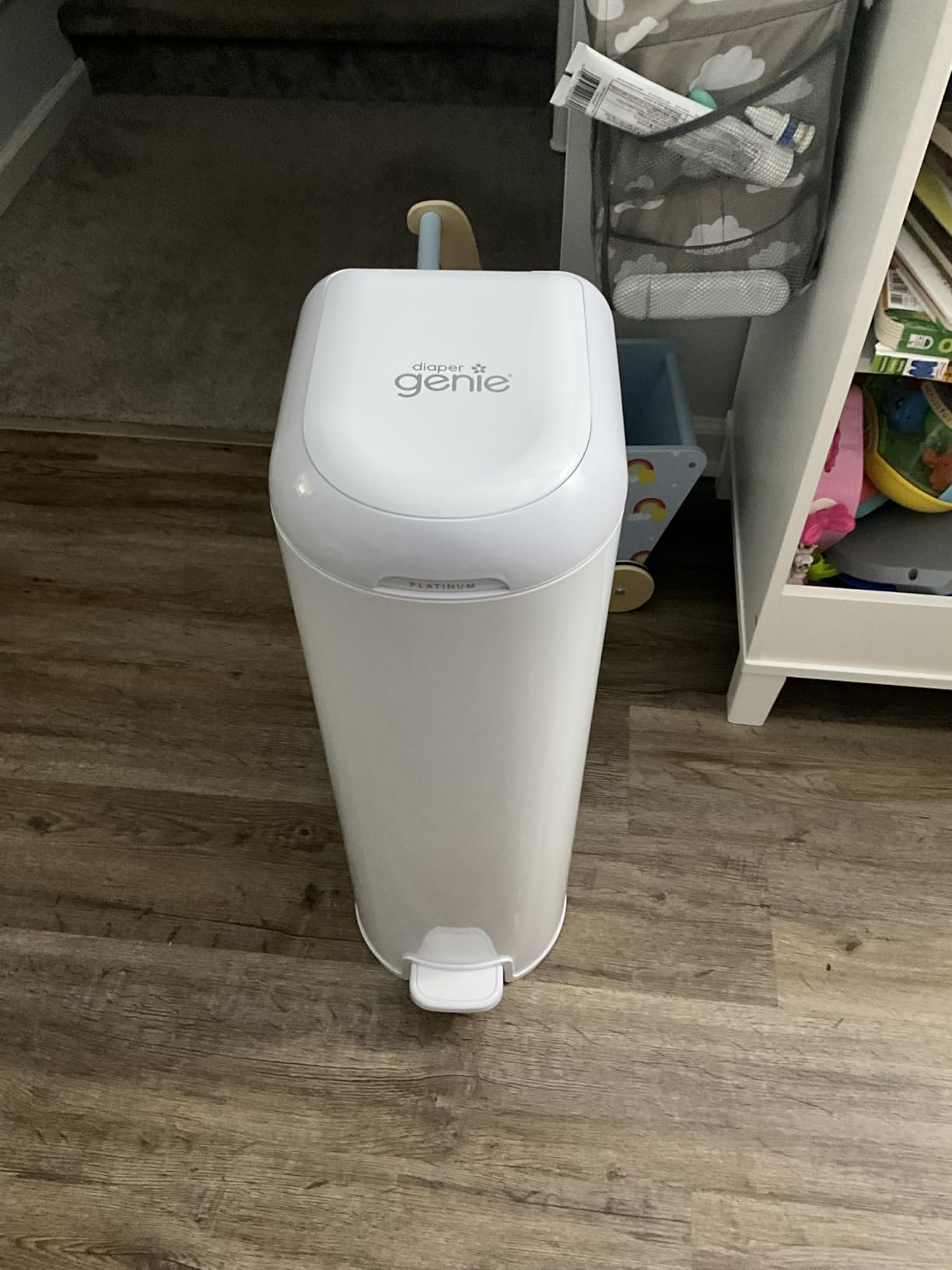 Diaper Genie Platinum Pail (Lily White) is Made in Durable Stainless Steel and Includes 1 Easy Roll Refill with 18 Bags That can Last up to 5 Months. customer photo 2