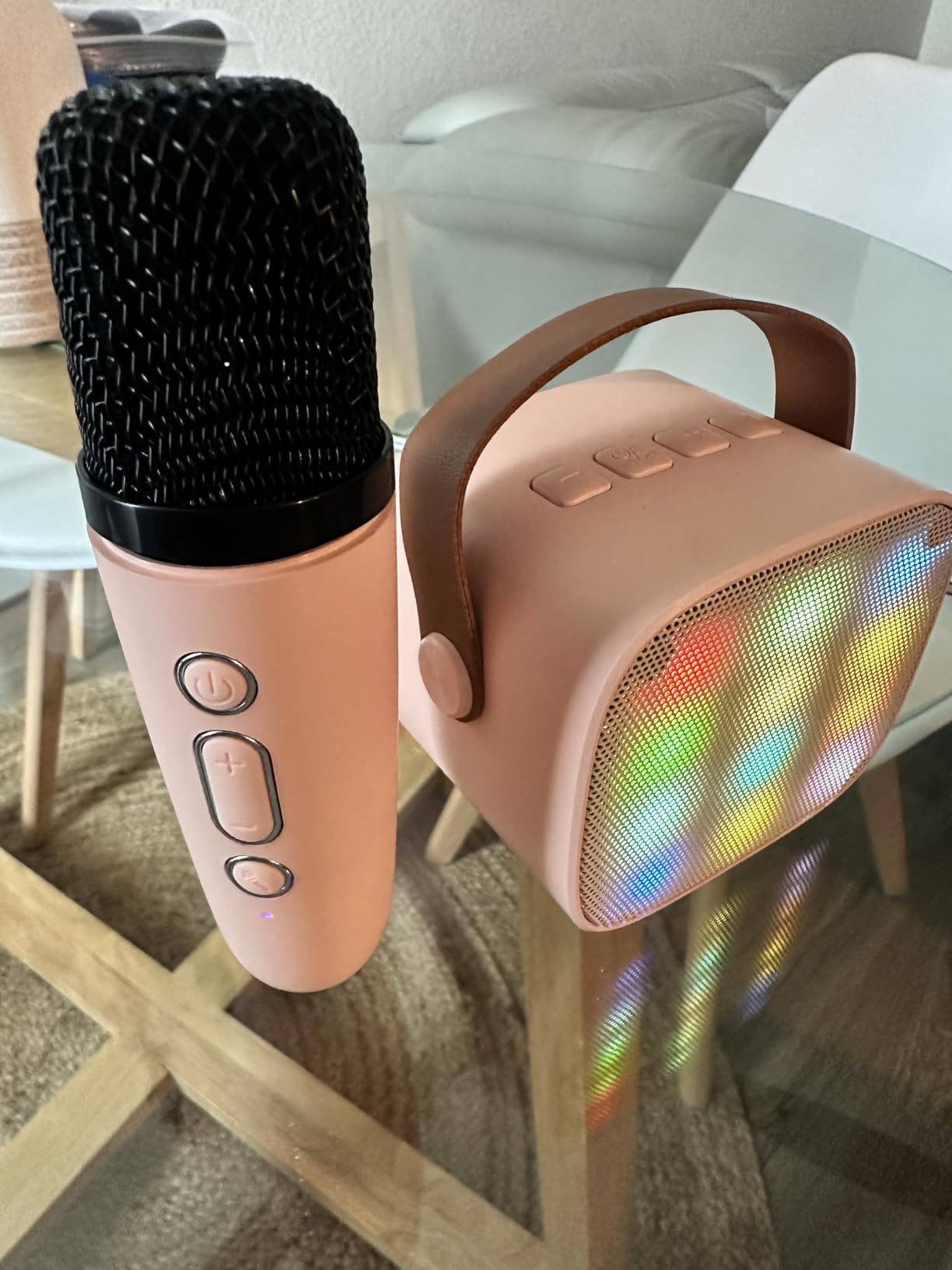 Karaoke Machine for Kids, Portable Mini Speaker with 2 Wireless Microphones, TOP Kids Gifts for Girls Ages 3-10+ Years Old customer photo 1