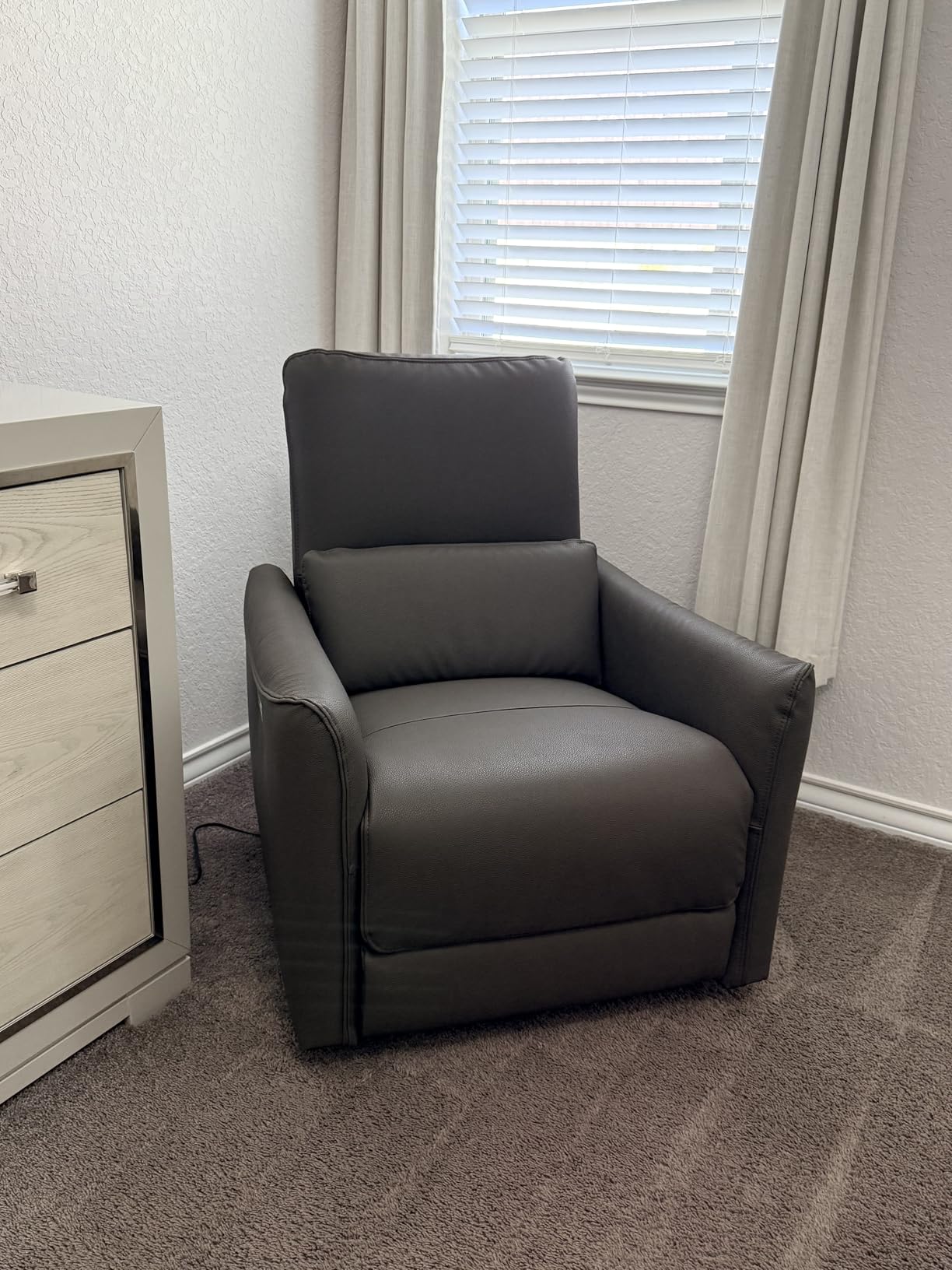 CHITA Power Recliner Chair Swivel Glider, FSC Certified Upholstered Living Room Nursery Reclining Sofa Chair with Lumbar Support, Linen customer photo 1