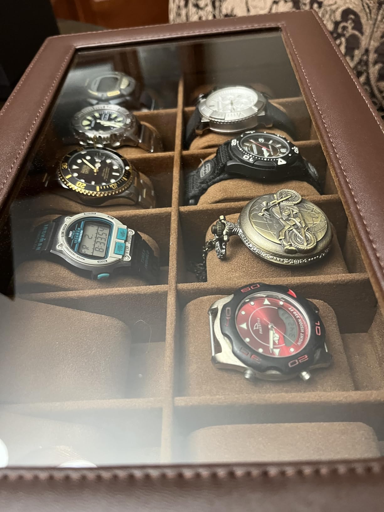 ProCase Watch Box Organizer, 12 Slot Watch Display Case With Glass Lid, Watch Storage Holder Mens Watch Case, Anniversary Birthday Valentine Gifts for Men Women -12 Slot, Brown customer photo 1
