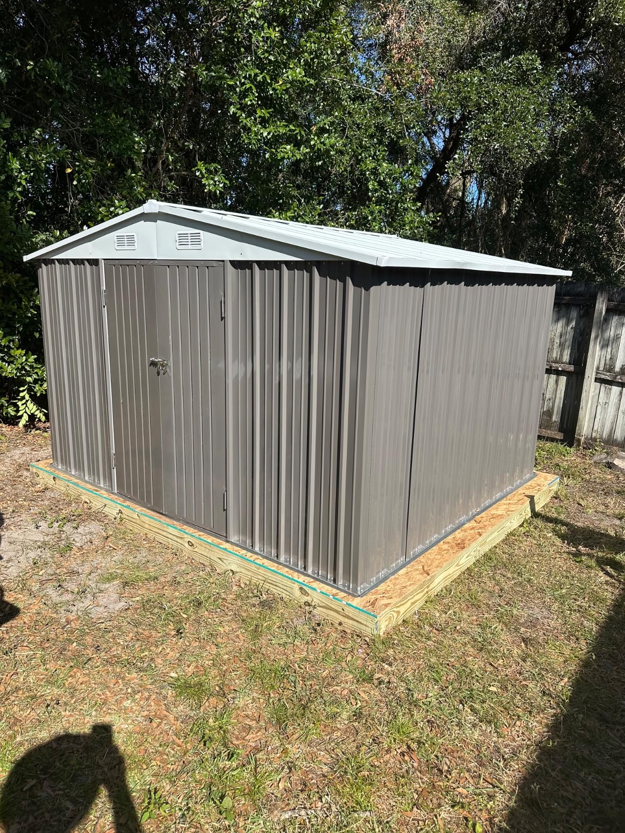 Devoko 10 x 10 FT Outdoor Storage Shed, Metal Garden Sheds & Outdoor Storage Clearance, Large Tool Shed Outdoor with Single Lockable Door for Patio Lawn Backyard (Brown) customer photo 1
