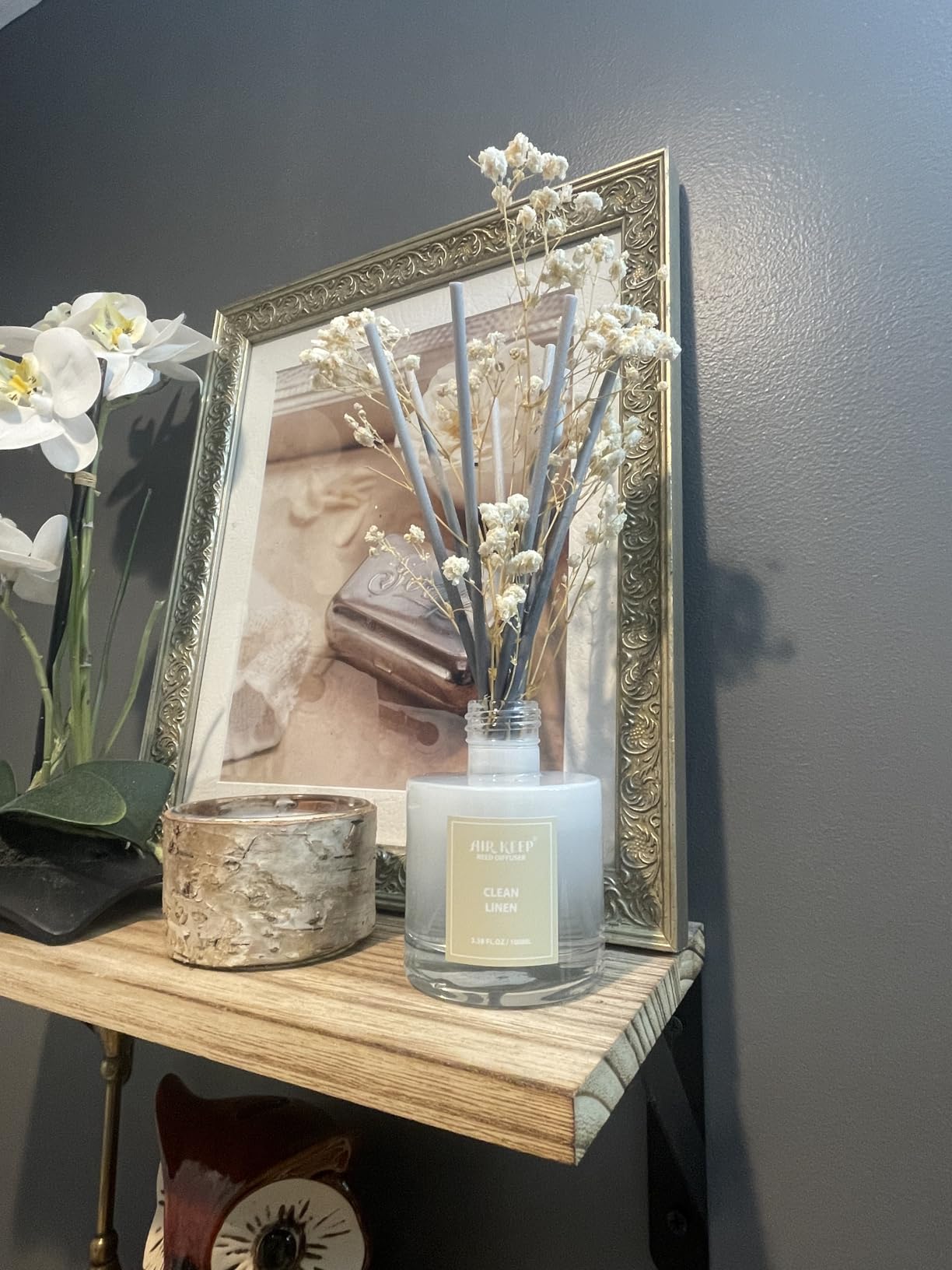 Airkeep Reed Diffuser Set,3.38 fl oz (100 ml) - Clean Linen Oil Diffusers with 8 Reed Sticks,Home Fragrance Reed Diffuser for Bathroom Shelf Decor customer photo 2