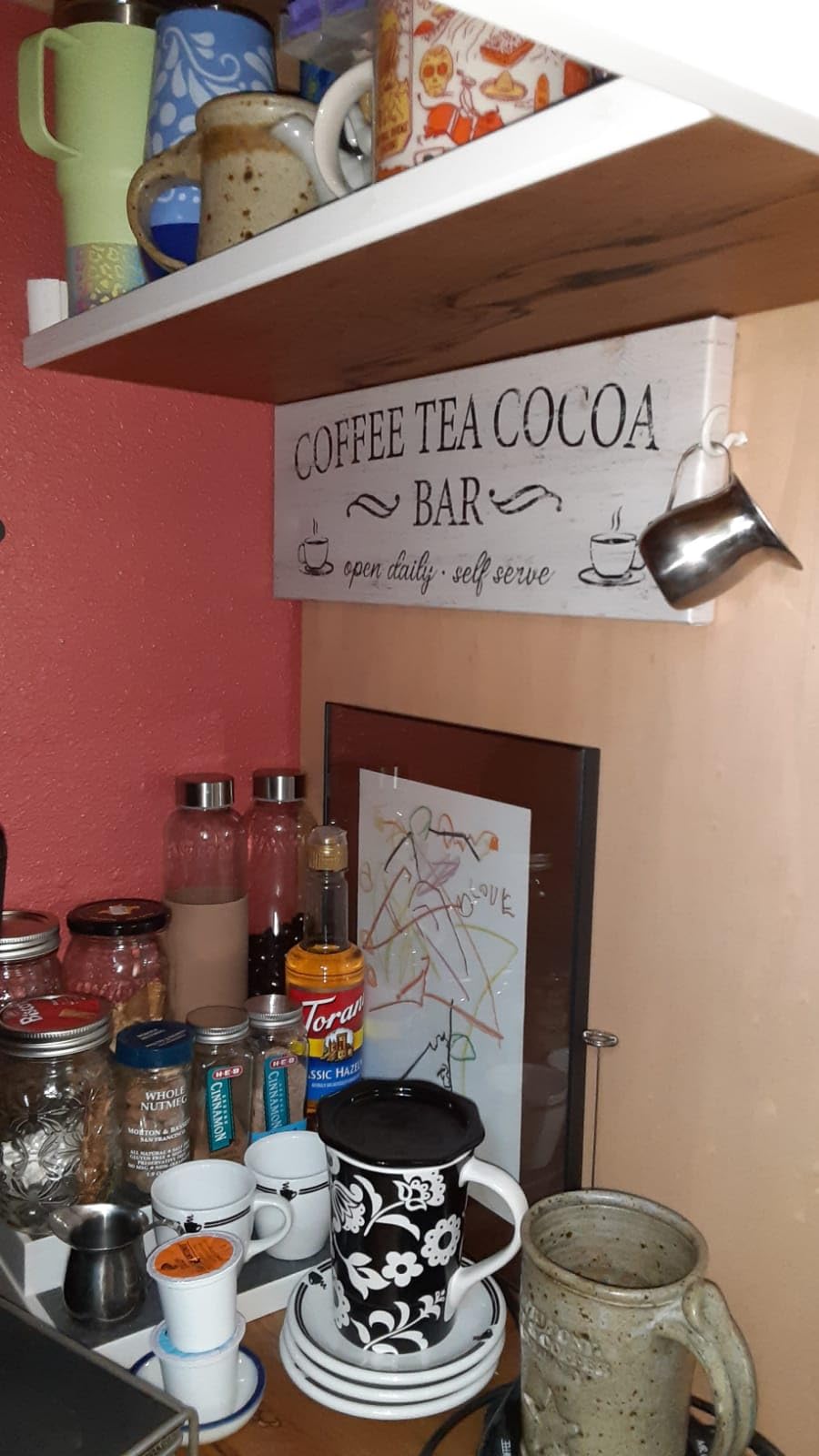 Coffee Bar Sign Decor Rustic Kitchen Canvas Sign - Farmhouse Wall Hanging 6x17 customer photo 1