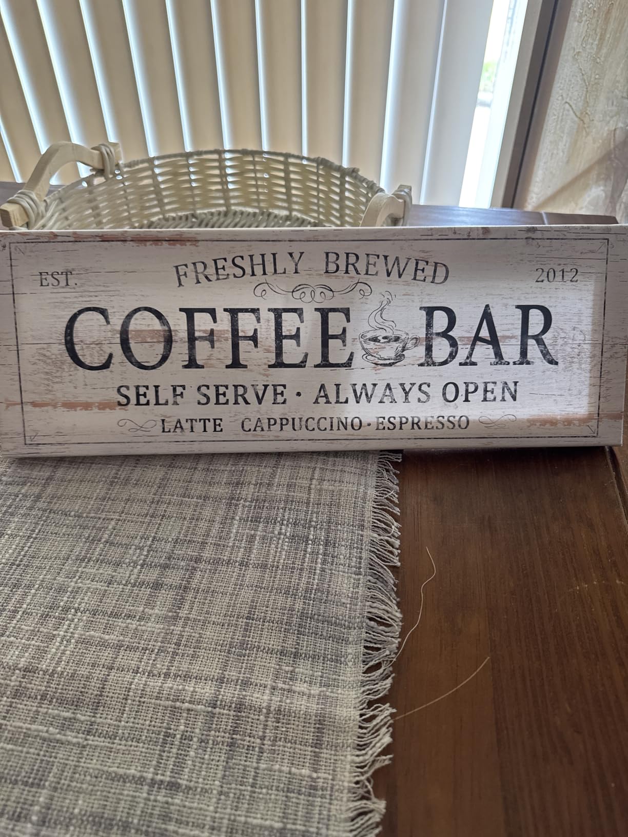 Coffee Bar Sign Decor Rustic Kitchen Canvas Sign - Farmhouse Wall Hanging 6x17 customer photo 2