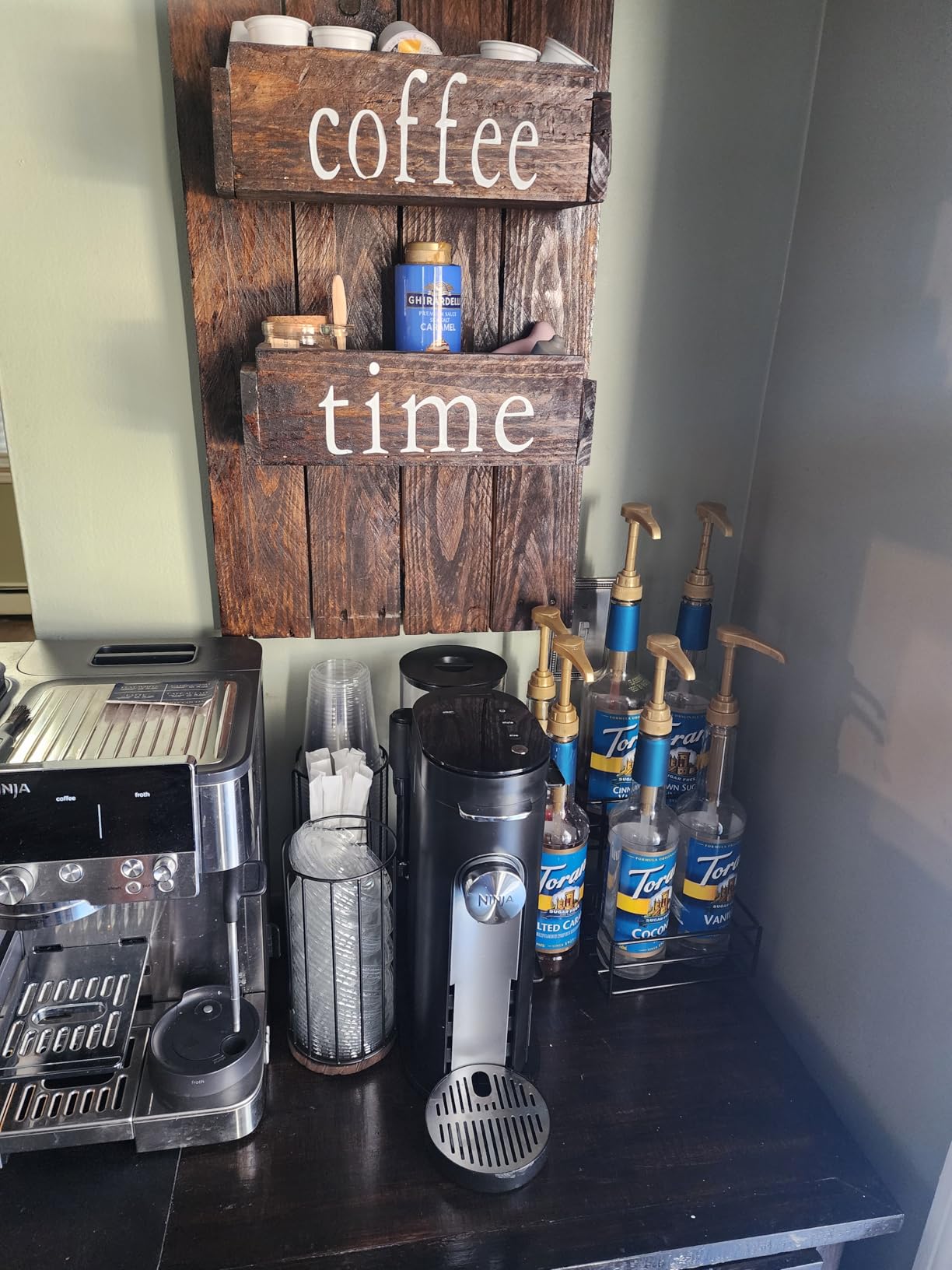 Coffee Syrup Rack (4 Bottle Capacity),Coffee Syrup Organizer for Coffee Bar,Kitchen.Small Wine Rack for Bar,Family,Storage for Syrup, Wine, Dressing customer photo 2