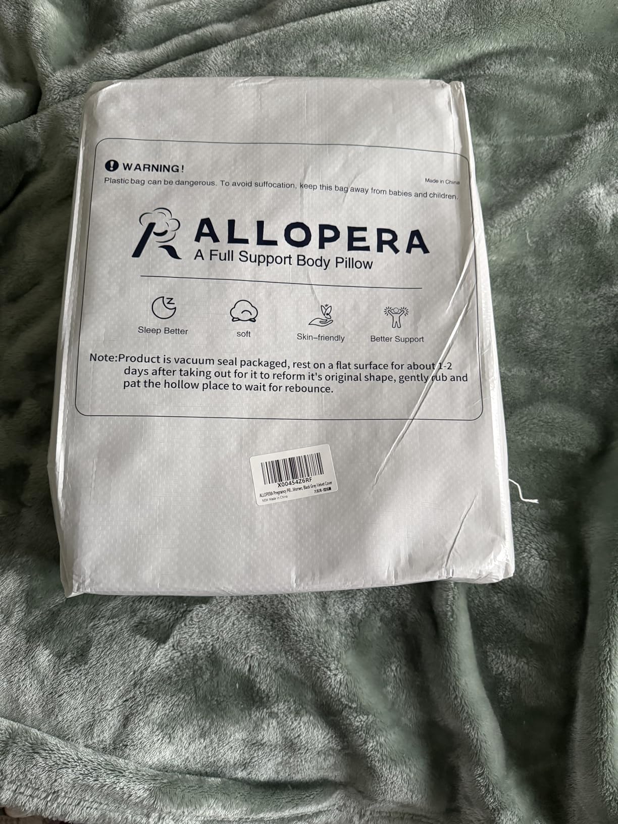 ALLOPERA Pregnancy Pillow, Full Body 57 Inch Maternity Pillow with Removable Washable Cover - Sleep Support for Legs, Back, Neck, Shoulder, HIPS, Belly for Pregnent Women, Black Grey Velvet Cover customer photo 2