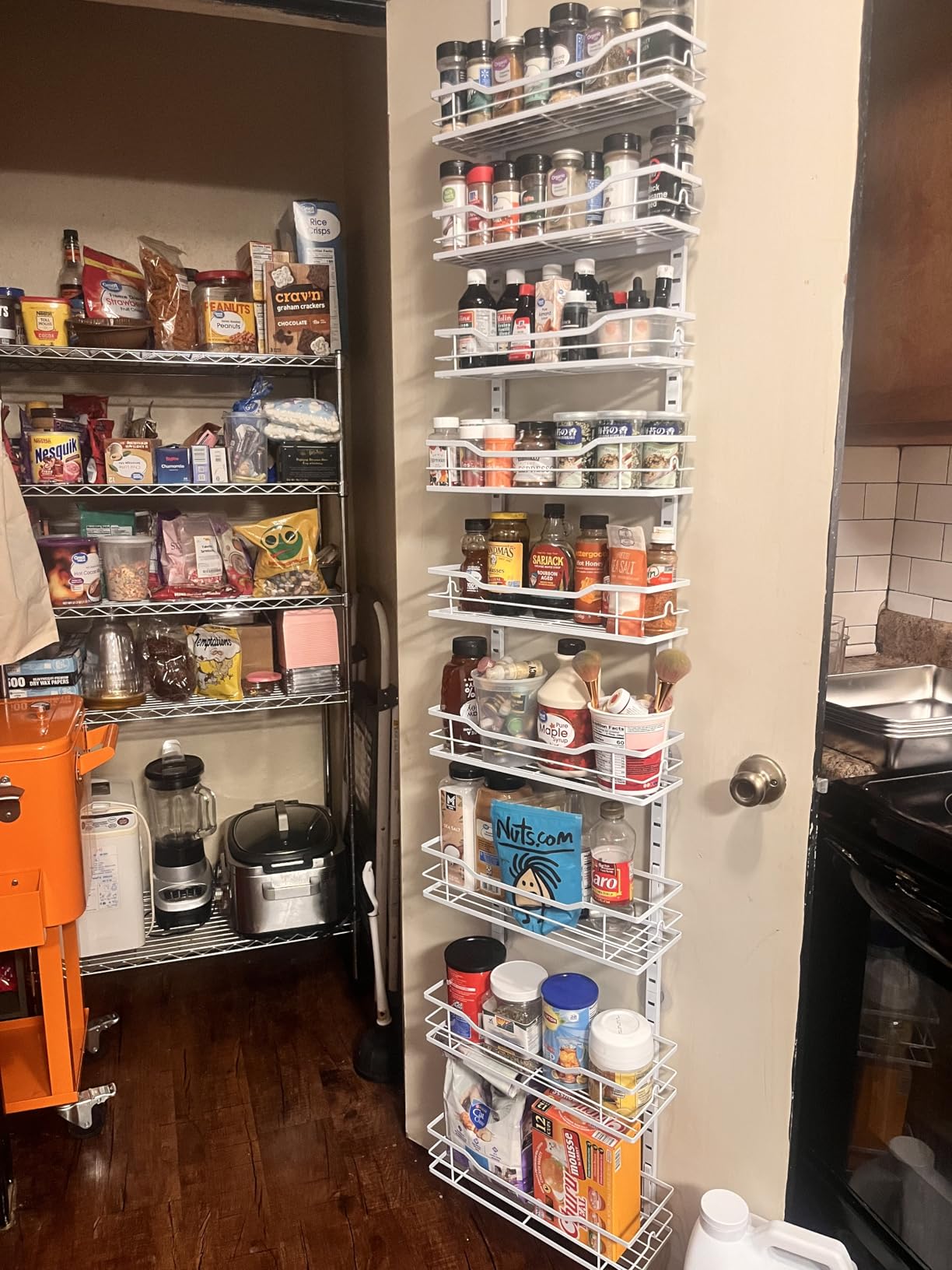 Over The Door Pantry Organizer, 9-Tier Over The Door Organizer with Adjustable Basket, Metal Hanging Pantry Organizers and Storage for Kitchen, Back of Door Seasoning Rack (Black) customer photo 2