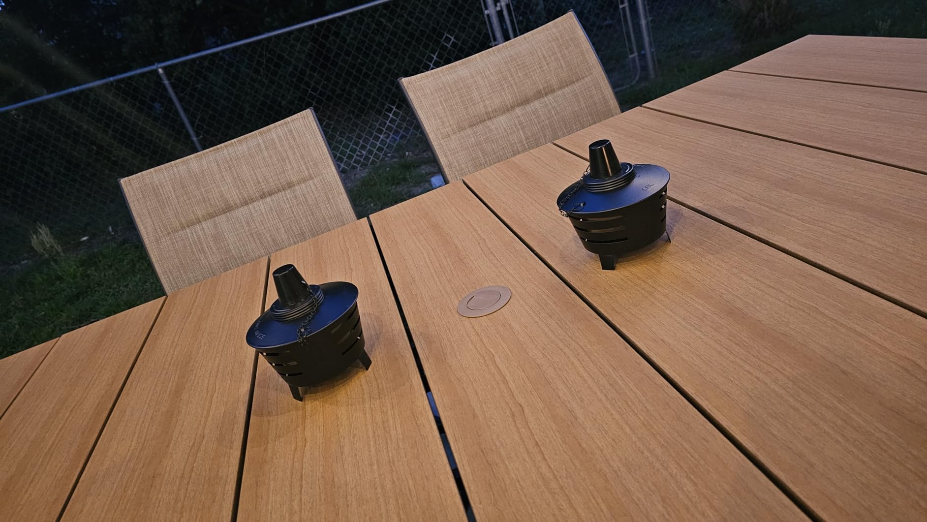 TIKI Mini Fire Pit Tabletop Torch 2-Pack, Outdoor Decorative TIKI Torch for Patio, Backyard, and Garden, Black Metal Tabletop Flame Torch, Includes Long Lasting Wick and Snuffer customer photo 1
