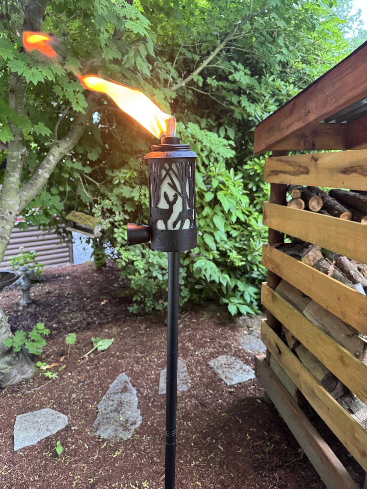 TIKI Brand Hunter Metal 64.5 Inch 2-Pack Torch, Patio, Backyard, and Lawn, Cabin Décor, Up North, Easy Installation, Outdoor Décor Torch, Black, 1123123 customer photo 2