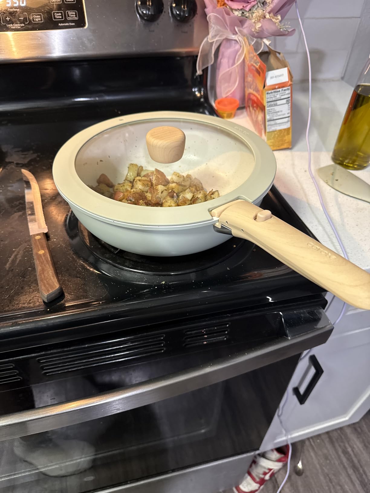 CAROTE Pots and Pans Set, Nonstick Cookware Set Detachable Handle, 19pcs Induction Kitchen Cookware Sets Non Stick with Removable Handle, RV Cookware Set, Oven Safe, Sage Green customer photo 2
