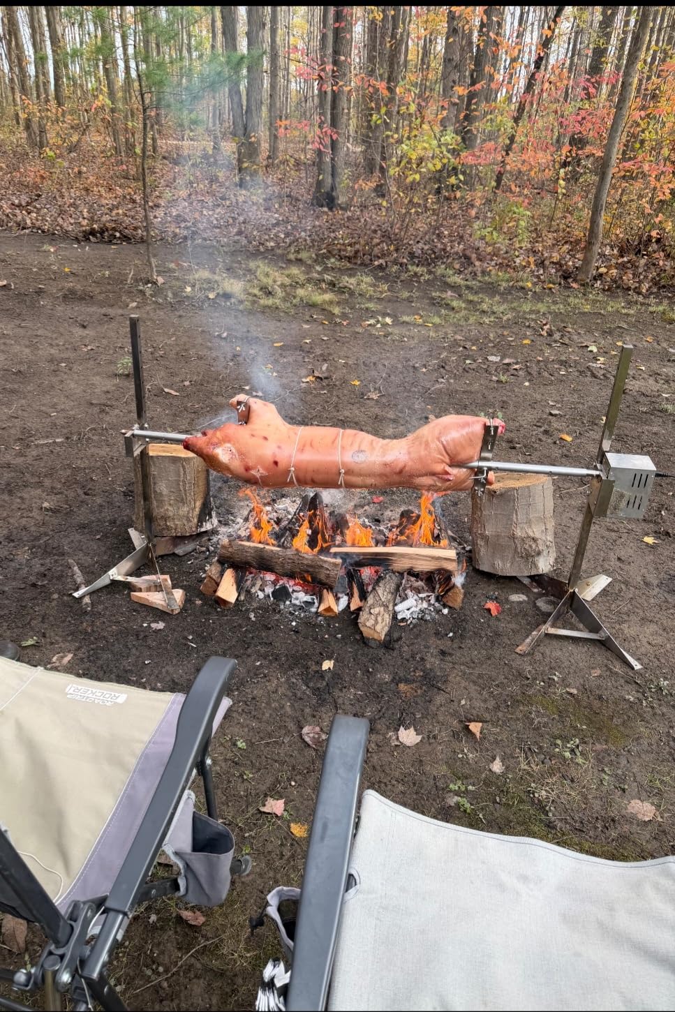 50W Rotisserie Grill Roaster 51 Inch BBQ Outdoor Small Pig Lamb Rotisserie Roaster 132LBS/60KG Stainless Steel Charcoal Spit Rotisserie Roaster Grill Great for Camping Outdoor Barbecue customer photo 1