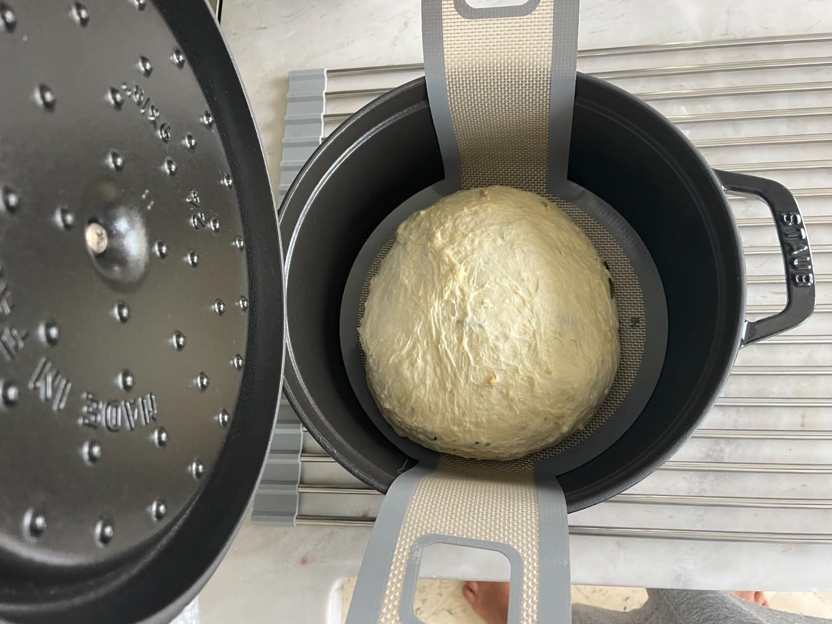 Sourdough Silicone Bread Sling - Non-Stick & Easy Clean Silicone Bread Mat for Dutch Oven. Reusable With Extra Long Handles Silicone Bread baking Supplies tools accessories (Orange 2) customer photo 2