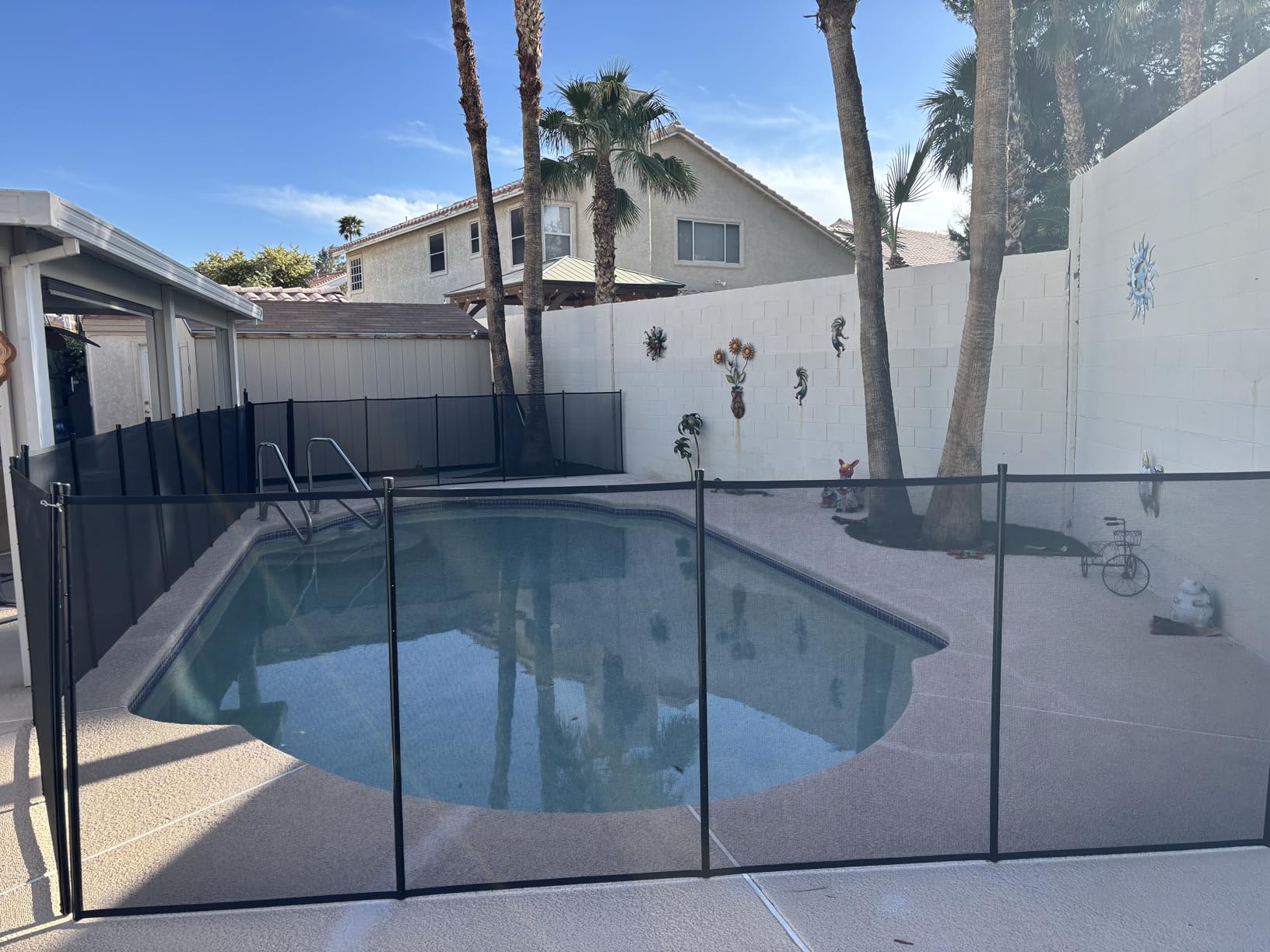 Removable Mesh Pool Fence - Black 15 Foot by 5Foot Fence Panels - Pre-Assembled DIY Safety Fence with 1/2