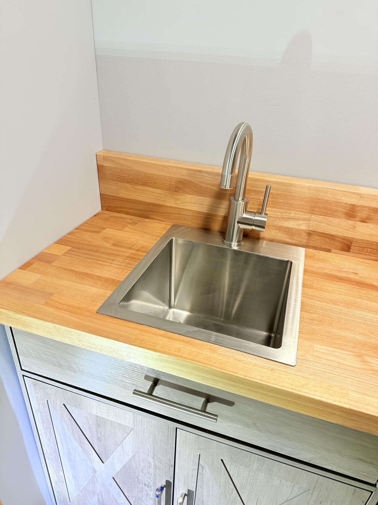 VCCUCINE 22x18 Inch Drop in Kitchen Sink,16 Gauge Topmount RV Small Kitchen Bar Sink, Handmade Stainless Steel Wet Bar Sink, Outdoor Single Bowl, Brushed Nickel Prep Sink with Strainer customer photo 1