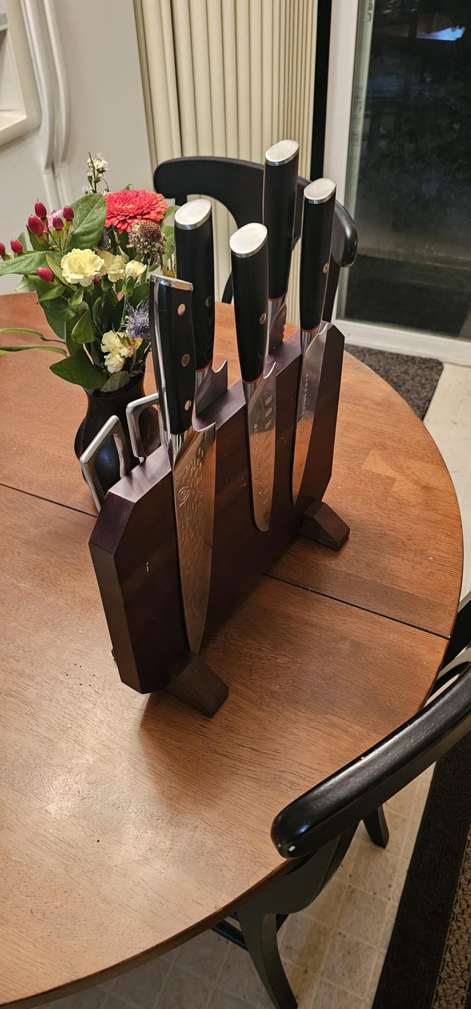 HOSHANHO Magnetic Knife Block, Thickened Acacia Wood Kitchen Knife Holder Stand with Strong Magnets, Multifunctional Double Side Knife Storage Organizer for Kitchen Counter customer photo 2