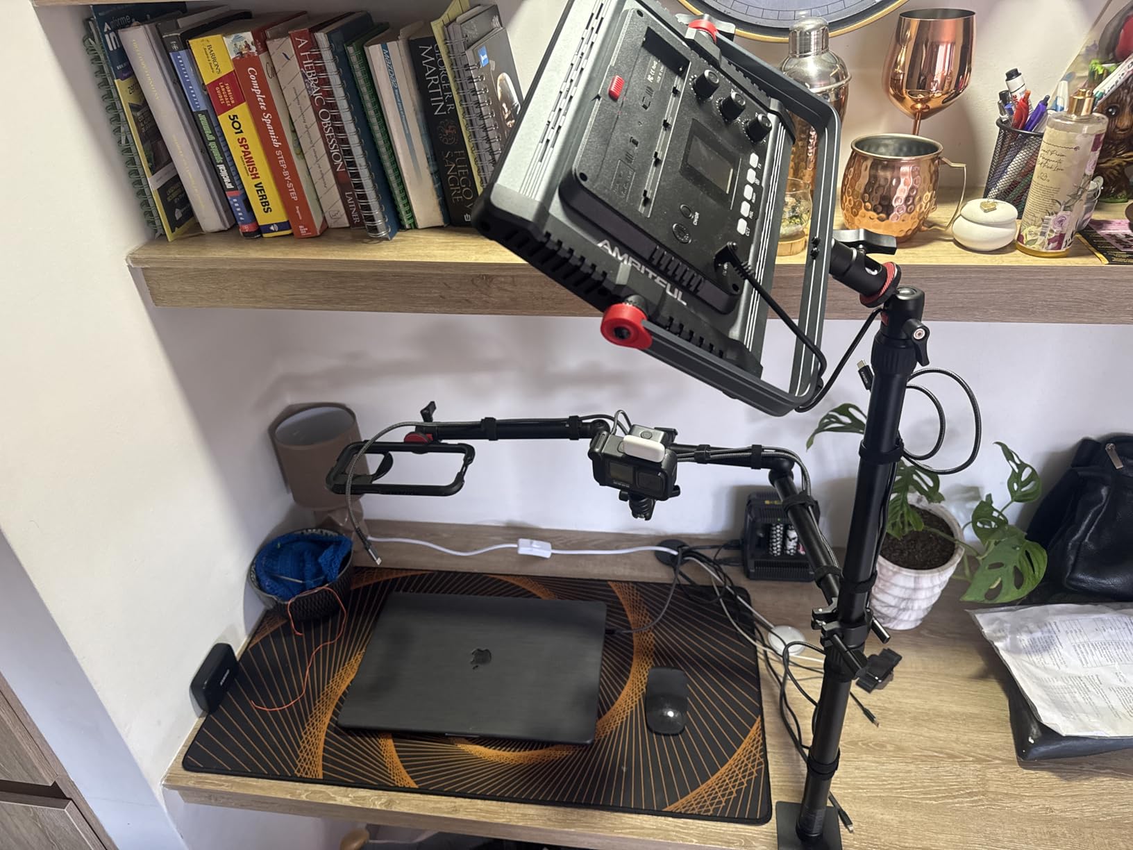 NEEWER Upgraded Overhead Camera Rig with Trifold Camera Boom Arm (Max Load 2lb), 47