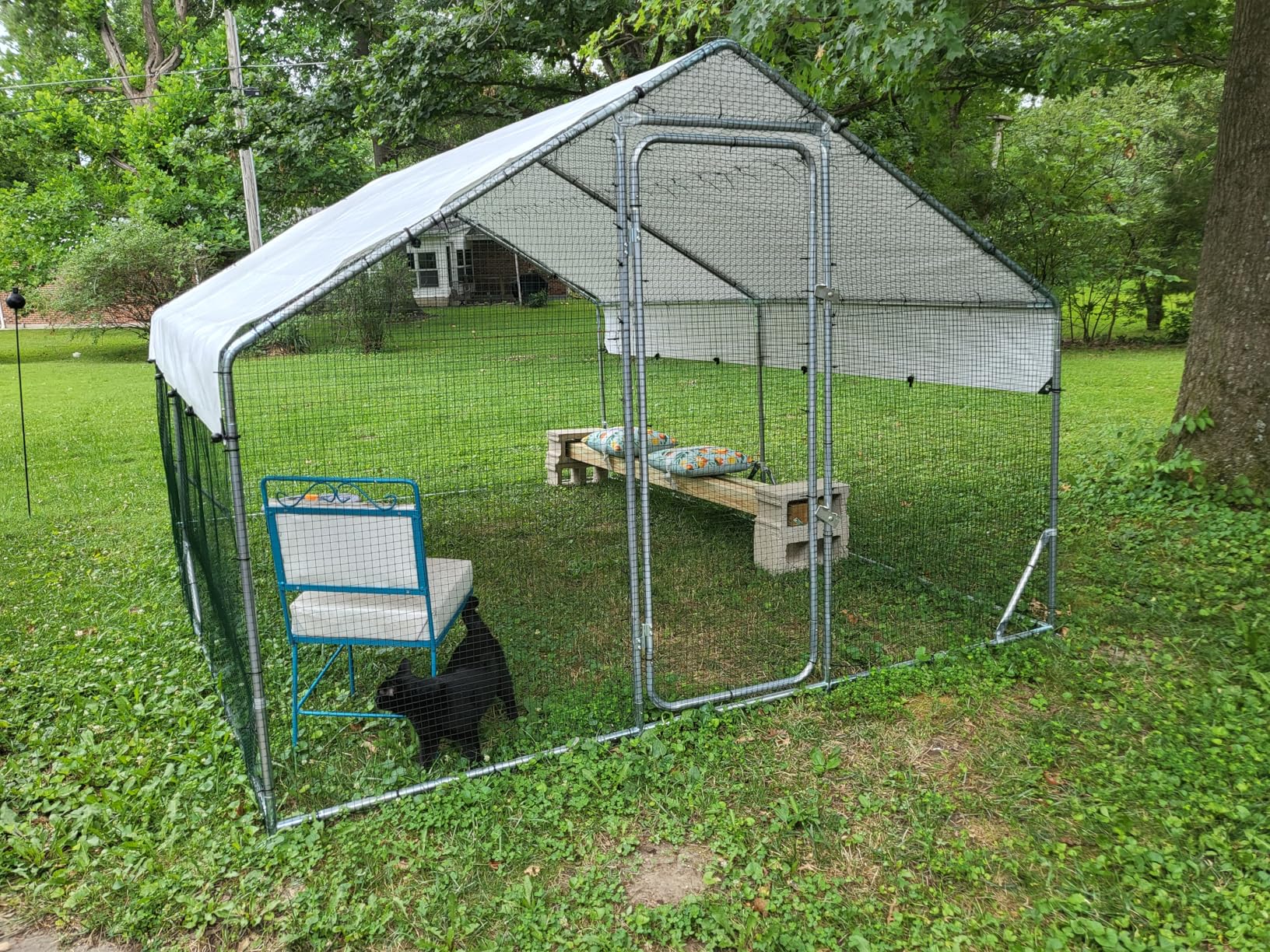 Quictent Large Metal Chicken Coop Run for 30+ Poultry with Side Hardware Cloth & Waterproof Cover, Advanced Series Outdoor Walk-in Cage Hen Duck Rabbit Dog Pen Yard Farm House, 18x9x6.6FT customer photo 1
