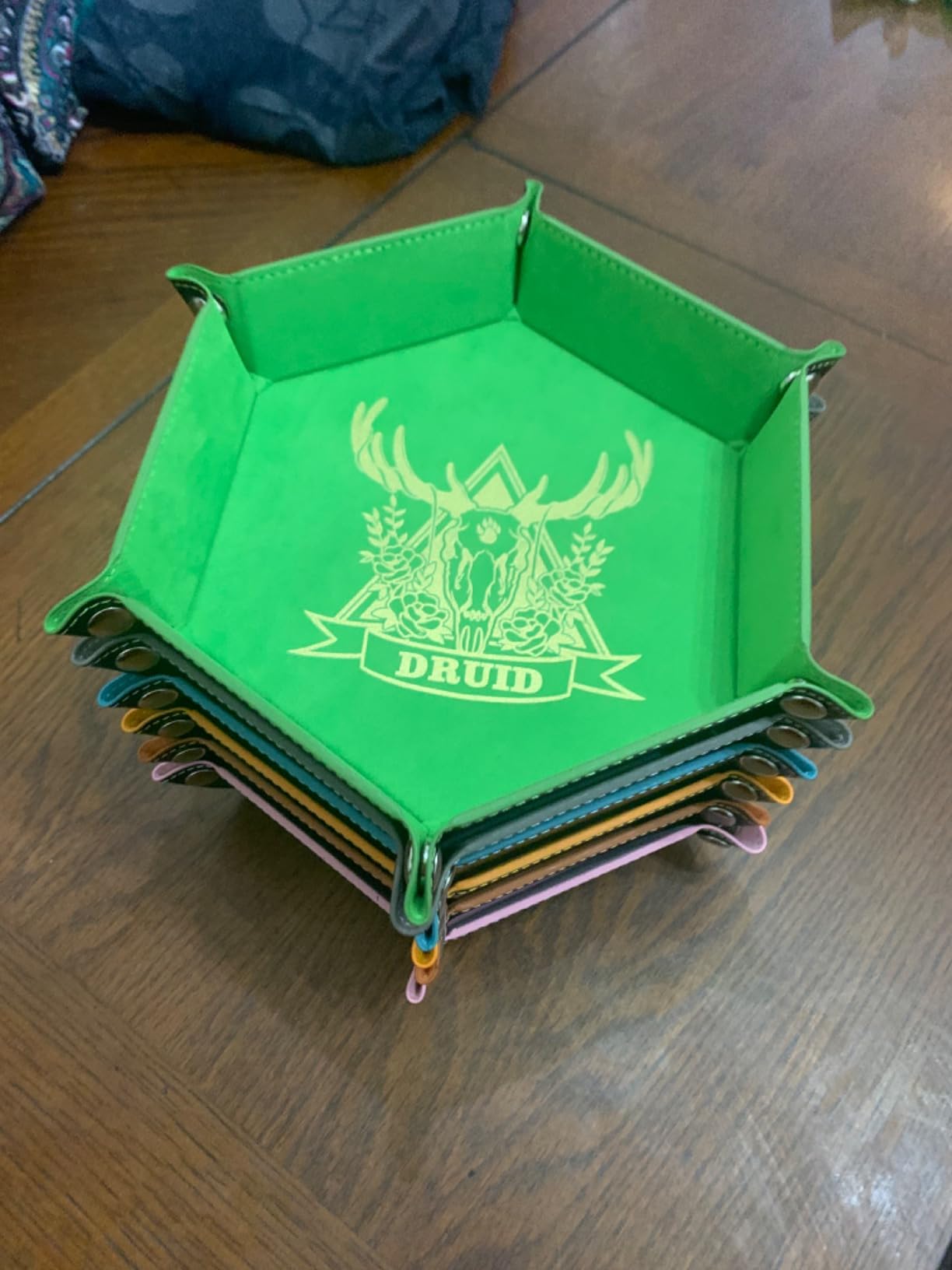 6 Pcs DND Dice Tray with Animals Pattern for RPG D&D Table Games - Folding PU Leather and Velvet Rolling Holder Storage Box customer photo 2