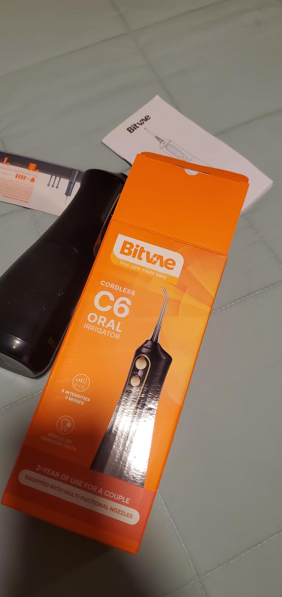 Bitvae C6 Water Dental Flosser for Teeth, Cordless Flosser for Travel with 6 Jet Tips, 3 Modes 5 intensities, IPX7 Waterproof Portable & Rechargeable Oral Irrigator Cleaner, Black customer photo 2