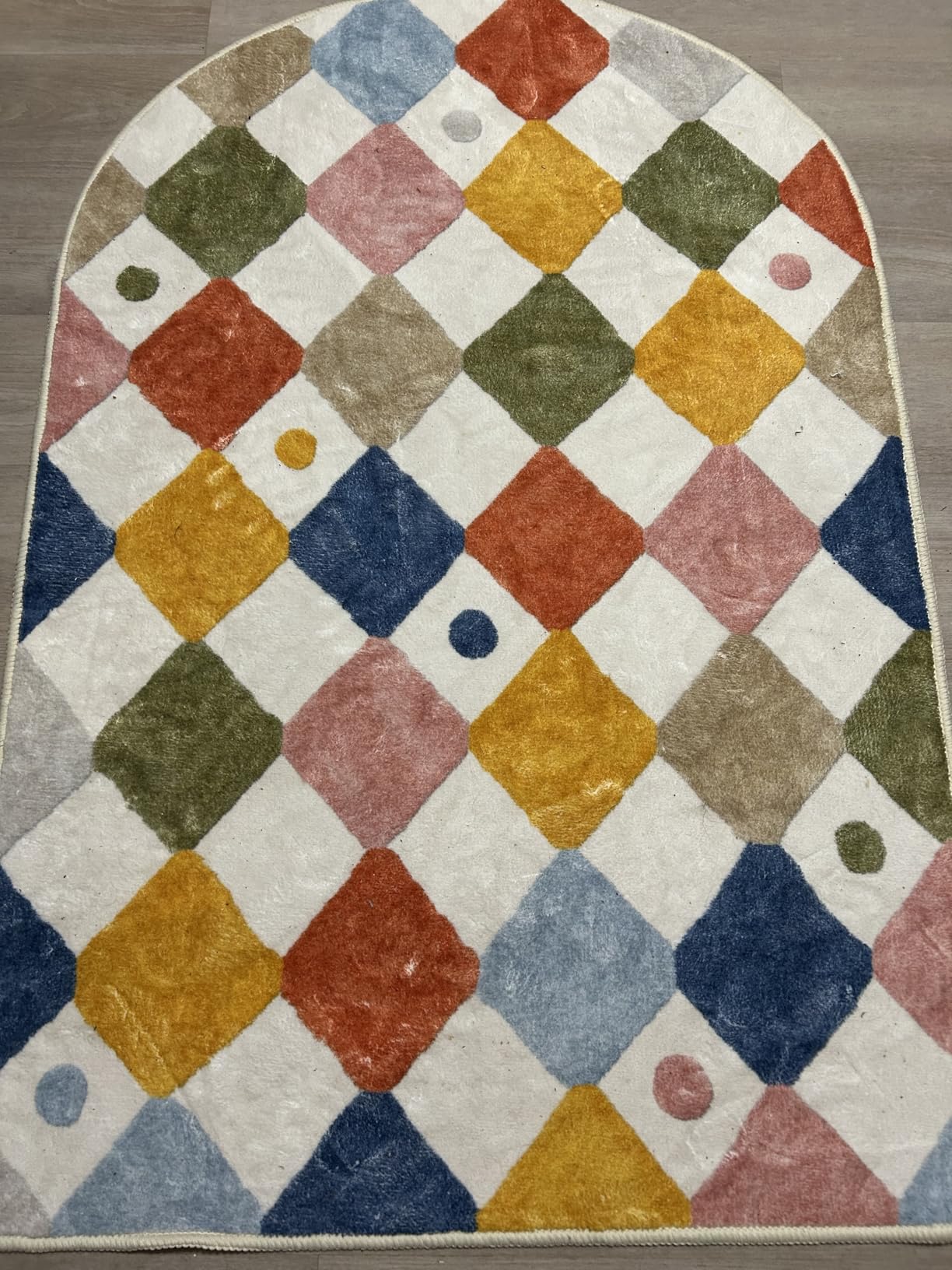 jinchan Macy 5x7 Area Rug for Kids Room Modern Colorful Checkered Diamond Nursery Rug Indoor Washable Soft Non Slip Carpet for Playroom Classroom Bedroom Dorm Daycare Living Room Circus on Cream customer photo 1