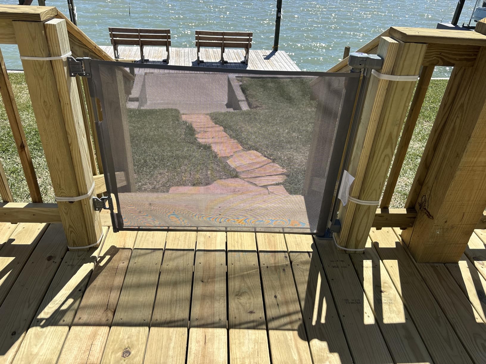Weatherproof Outdoor Retractable Gate for Dogs with No Rust Stainless Steel Screws and Rods, 55