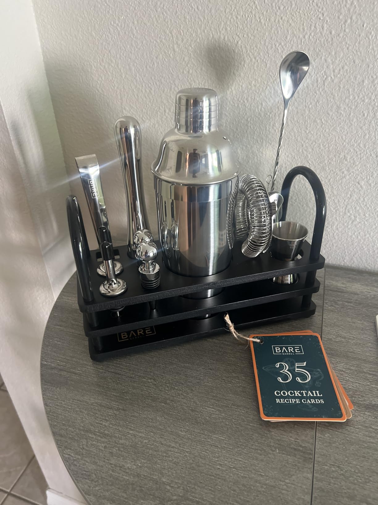 BARE BARREL Mixology Bartender Kit Bar Set | 14-Piece Cocktail Shaker Set | 35 Recipe Cards | Gift Set (24oz Cobbler Shaker, Copper/Black) customer photo 2
