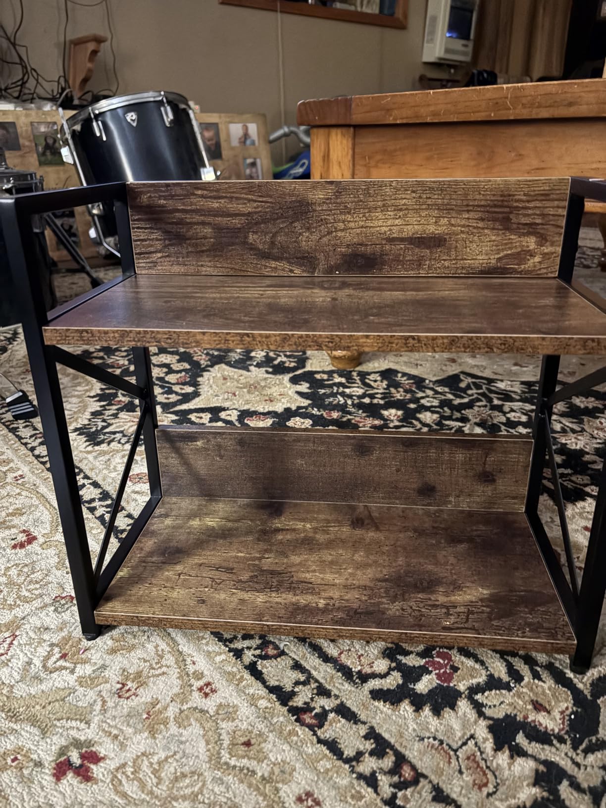 RUILALIFE 2 Tier Kitchen Counter Shelf Organizer, Coffee Bar Station Organizer for Countertop, Space Saving Spice Rack, Desk Shelf Riser, Coffee Bar Accessories (Rustic Brown, Medium) customer photo 2