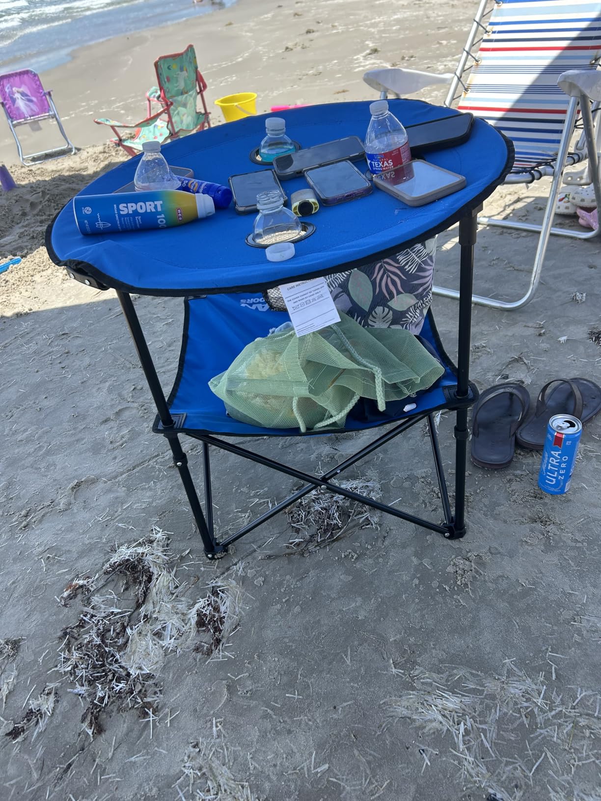 Camping Table - 2-Tier Folding Table with 4 Cupholders and Carry Bag for Picnic, Tailgate, Beach, or Camp - Camping Gear by Wakeman Outdoors (Black) customer photo 1