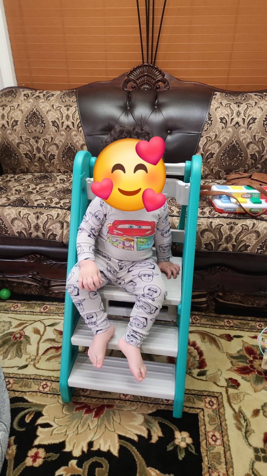 Onasti Toddler Tower Kitchen Stool Helper, Foldable & Adjustable Height Kids Learning Stool for Kitchen Counter Bathroom Sink, Child Ladder for Toddlers with Handles, Safty Rail, Non-Slip Pads-Grey customer photo 1