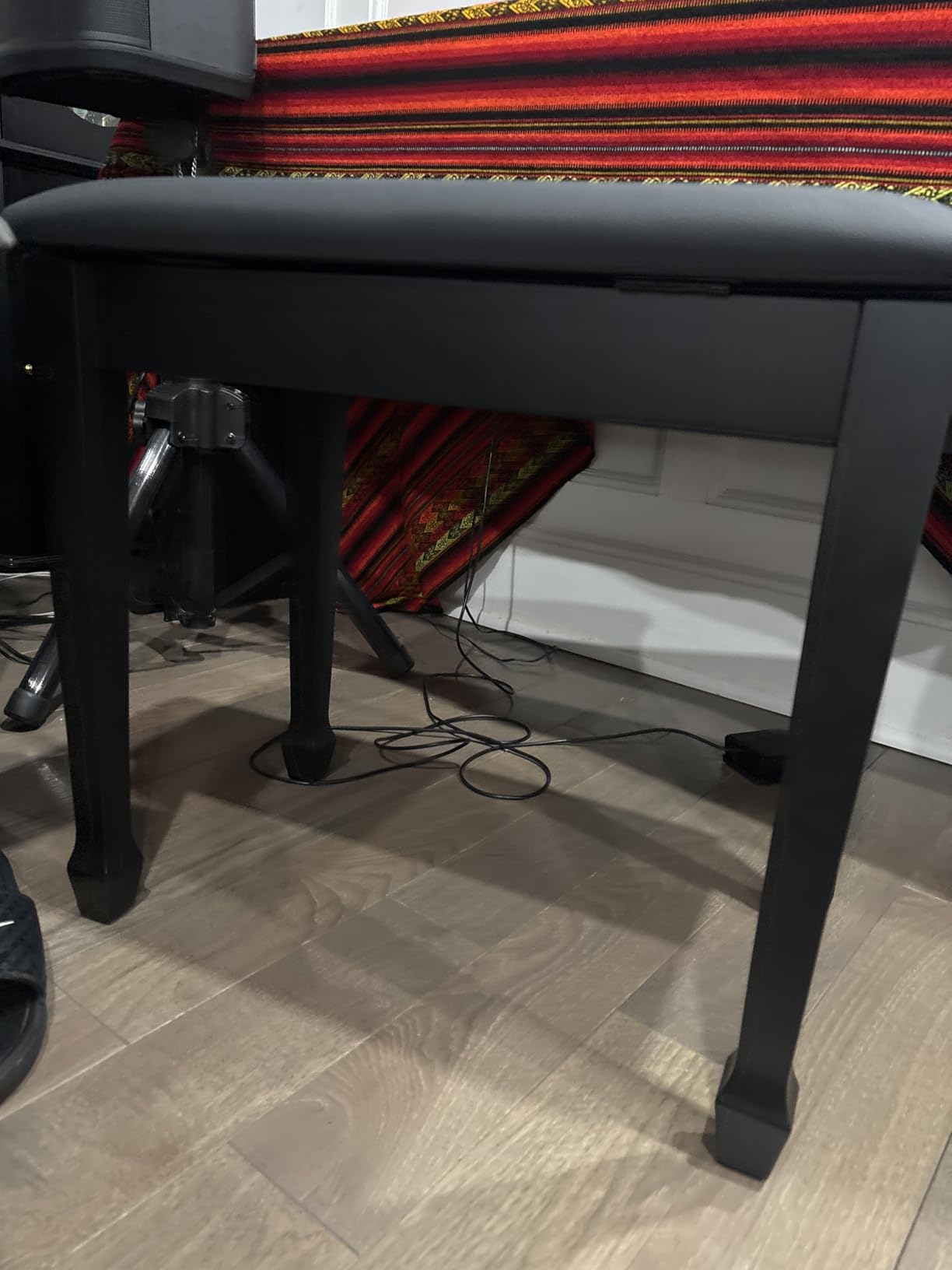 Fesley Piano Bench with Storage, Piano Stool and Padded Cushion, Solid Wood Keyboard Bench Piano Bookcase Stool Chair Seat with Waterproof Non-Slip, Vanity Chair, 20.9