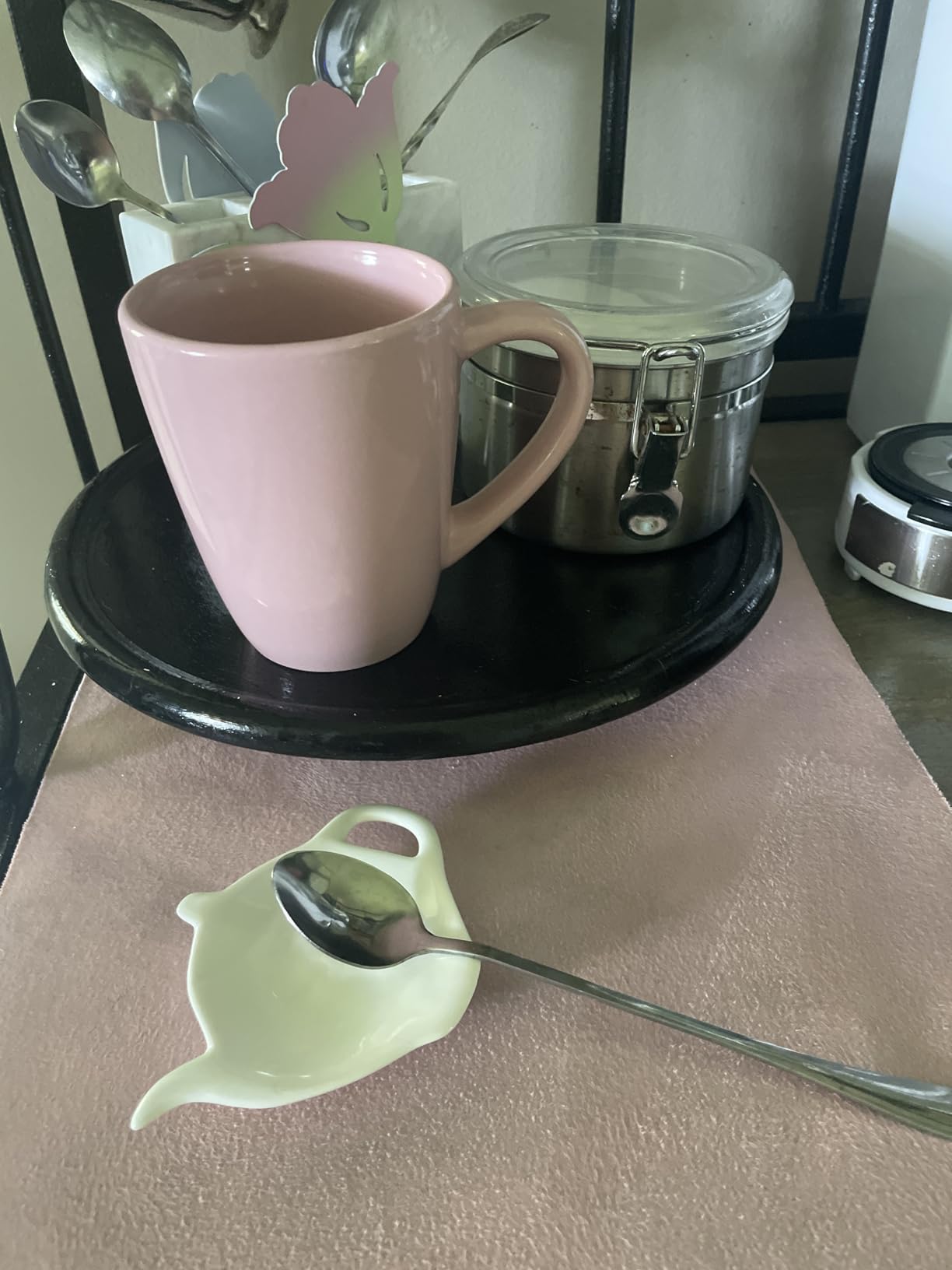 White Porcelain Tea Bag Plate Set of 5, Five Pieces of Tea Bag Coasters, Used Tea Bag Holder, Classic Teaspoon Rest pad, Tea Bag Rest Dish, Tea Party customer photo 1