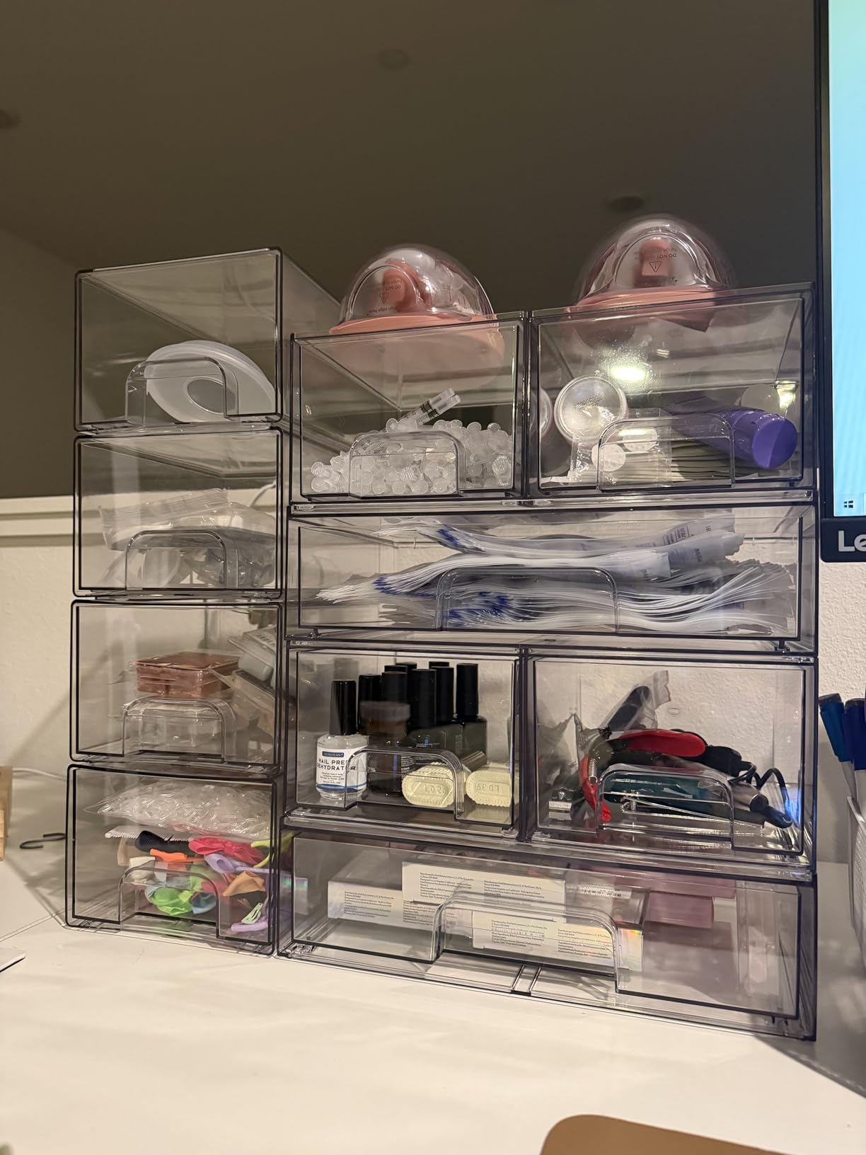 Vtopmart Stackable Storage Drawers Set of 5, Clear Plastic Organizer Bins for Baby Bottle, Beauty Supplies Storage, Ideal for Kitchen Countertop, Vanity, Bathroom, Cabinet, Pantry Organization customer photo 1