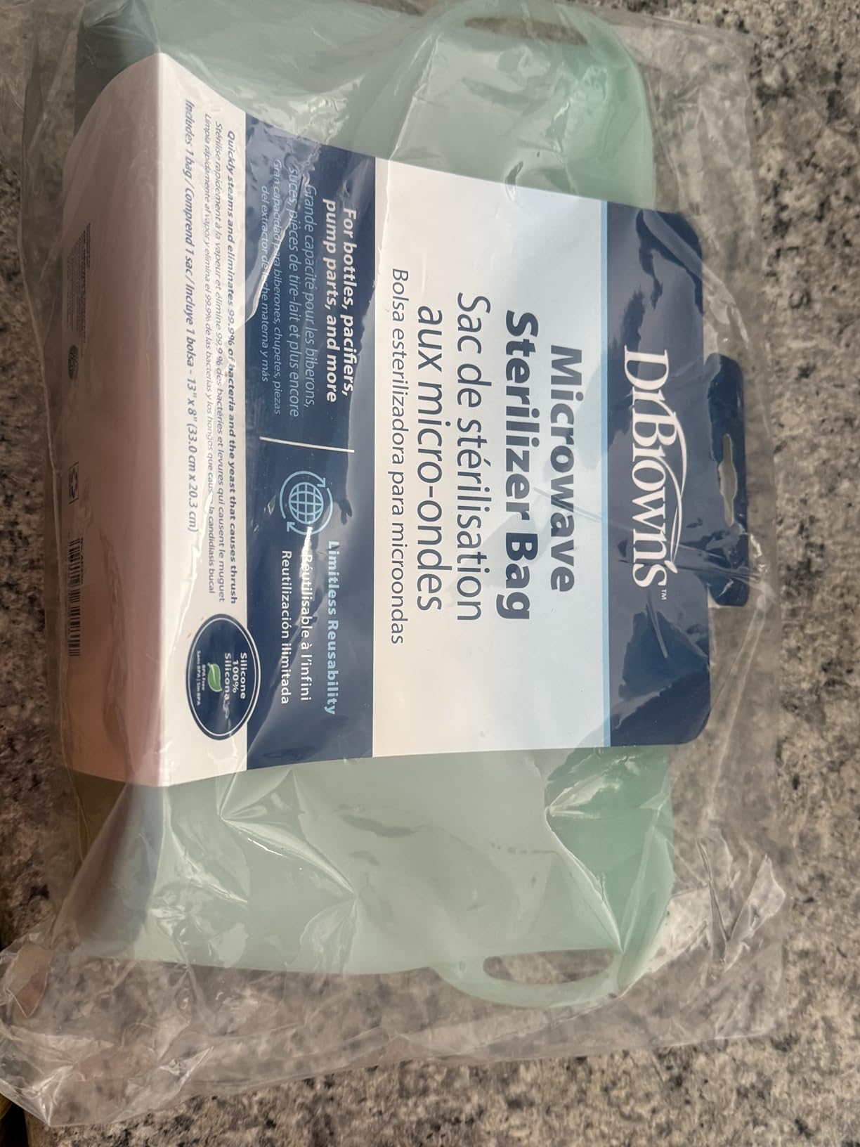 Dr. Brown's Microwave Steam Sterilizer Bag for Baby Bottles, Breast Pump Parts & Other Toddler Accessories, 100% Silicone, Reusable Sterilizing Bag customer photo 2