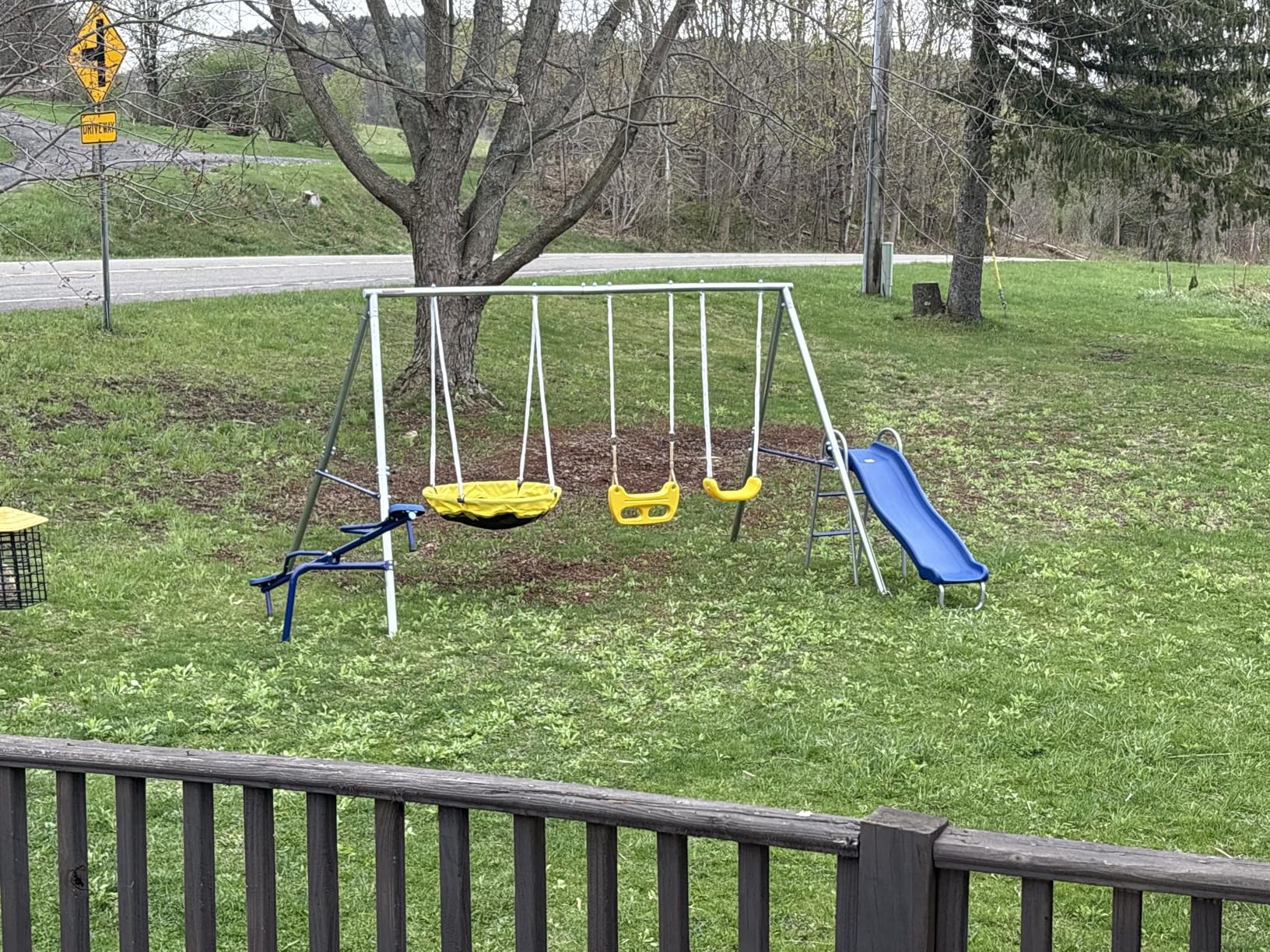 Sportspower Taylor 700lbs Galvanized Metal Swing Set for Kids for Backyard & Outdoors with Teeter-Totter, Saucer & Standing Swings, & 5ft Slide, 7.55' D x 13.88' W x 6.07' H, Bonus Anchor Kit customer photo 1
