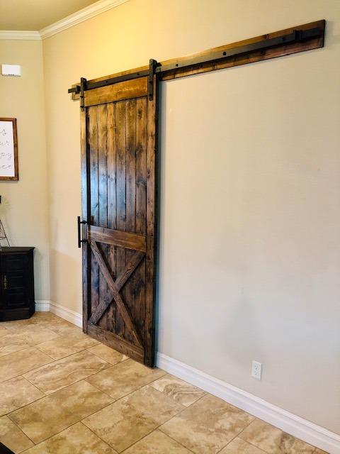 SMARTSTANDARD 6.8 FT Heavy Duty Sturdy Sliding Barn Door Hardware Kit, Black, (Whole Set Includes 1x Pull Handle Set & 1x Floor Guide) Fit 36