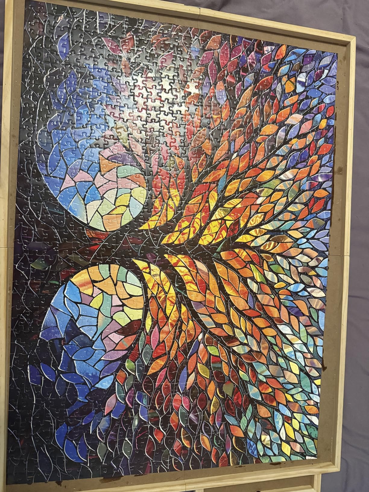PICKFORU Stained Glass Puzzle Tree of Life Puzzles for Adults 1000 Pieces, Impossible Hard Difficult Challenging Puzzles for Adults, Colorful Mosaic Tree of Life customer photo 2