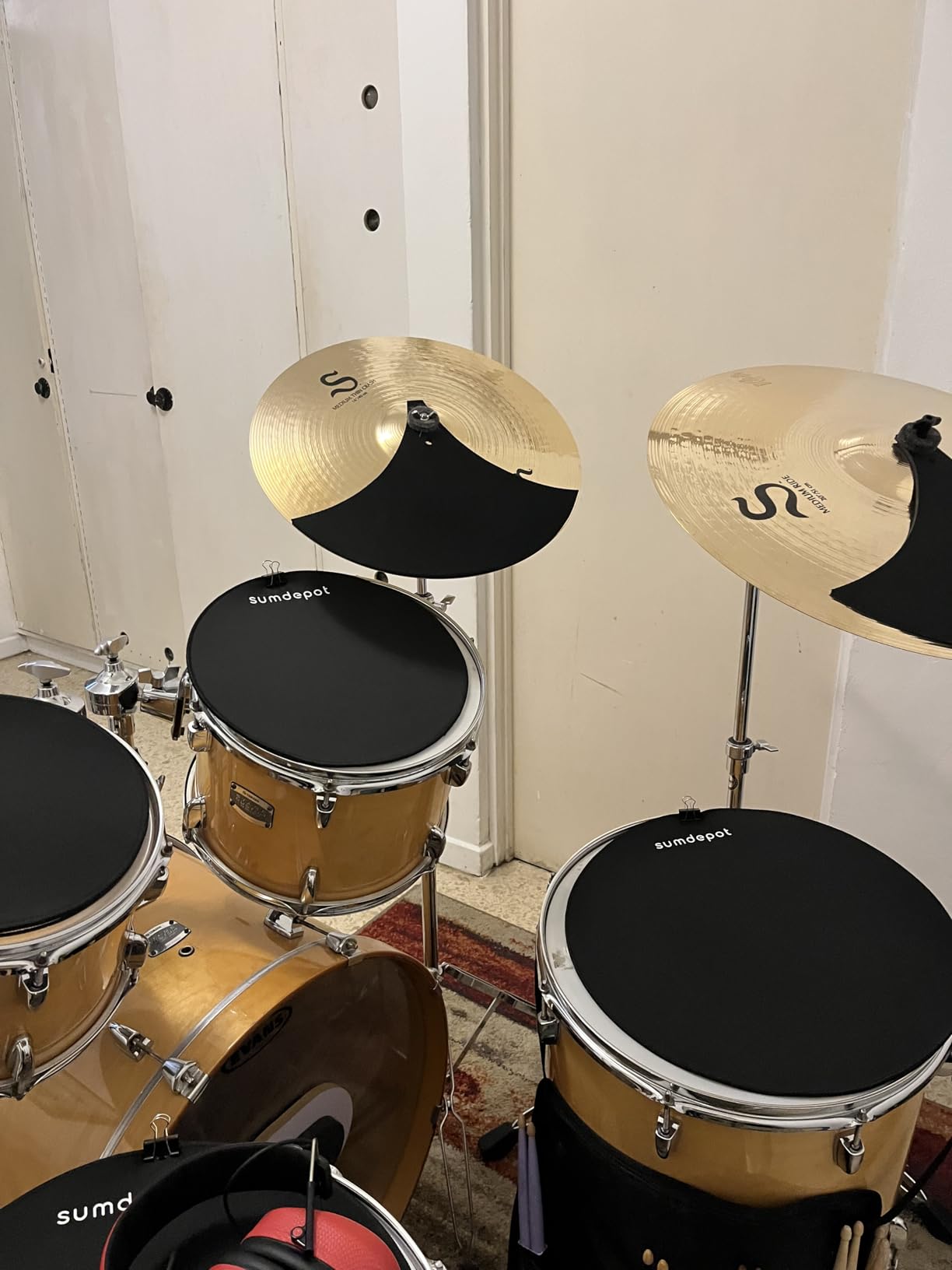 Drum Mute Pads 11 Pieces With Cymbal Pad and Hi hats Set Pad, Foam Drum Silencer Pads customer photo 1