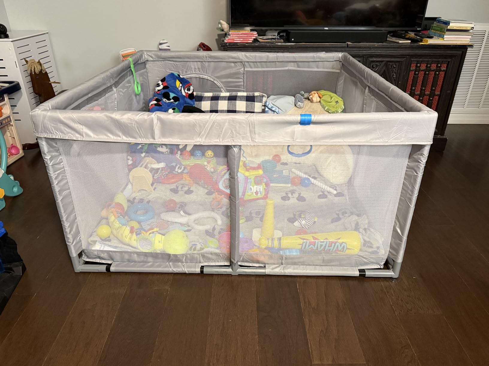 XVISHX Baby Playpen, 79 x 79 Inch Play Pen, Playpen for Babies and Toddlers, Baby Playard for Indoor & Outdoor Active Center Game Fence, with Skin-Friendly Fabric and Soft Breathable Mesh Grey customer photo 1
