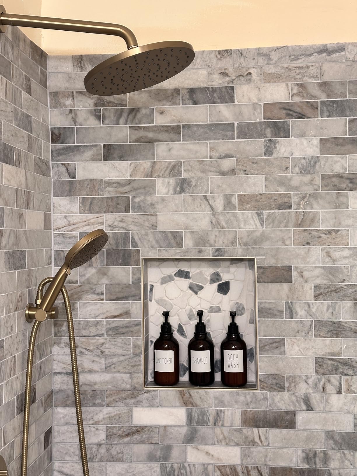 Iriber Thermostatic Shower System Wall Mount with 10 Inch Round Rainfall Shower Head and Handheld, Shower Faucet Mixer Trim Kit (Valve Included), Brushed Nickel customer photo 2