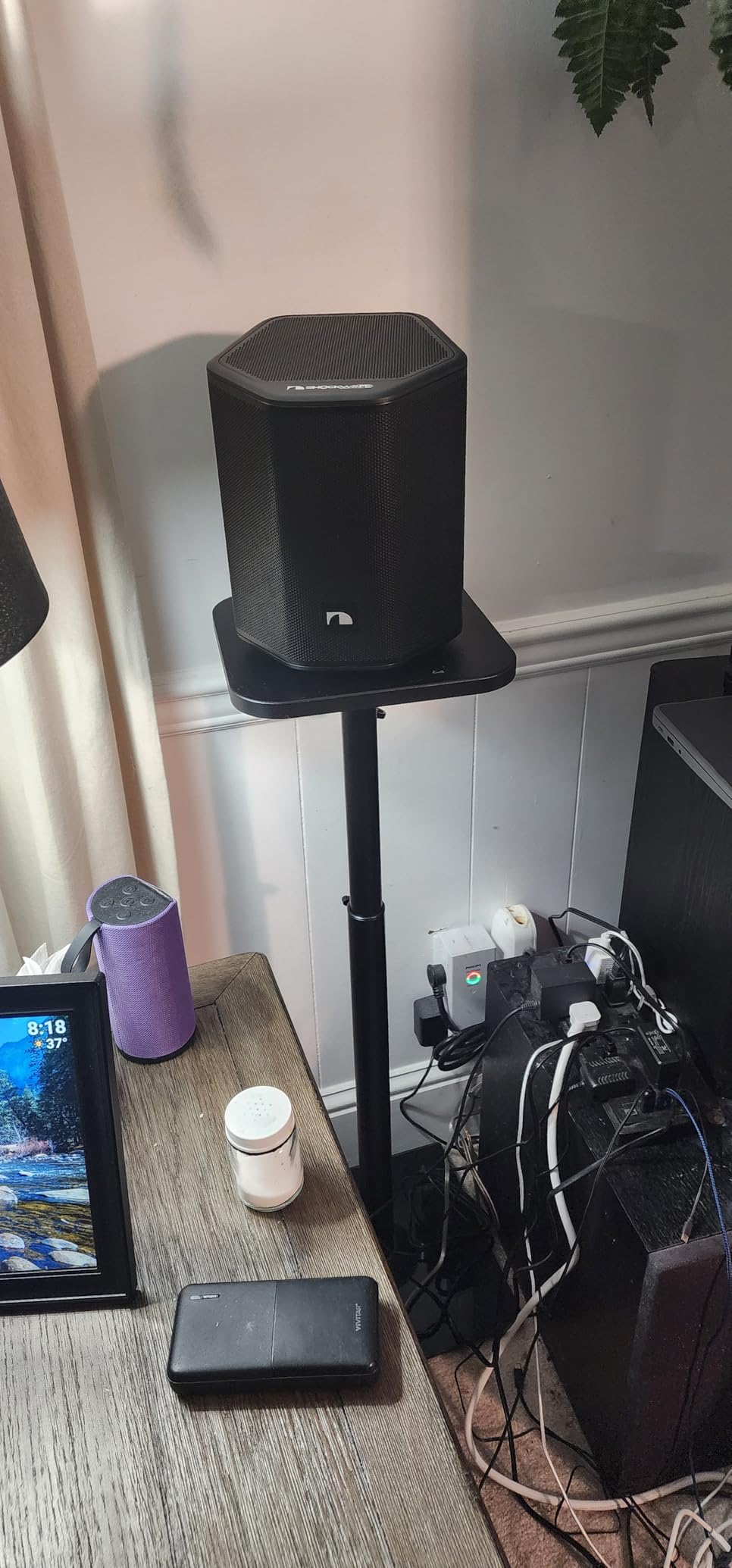 ELIVED Universal Speaker Stands Height Adjustable 28-37.4 Inch, Bookshelf Speaker Stand Pair for Satellite Studio Large Speakers Up to 22 lbs, Surround Sound Speaker Stand with Cable Management, Black customer photo 1