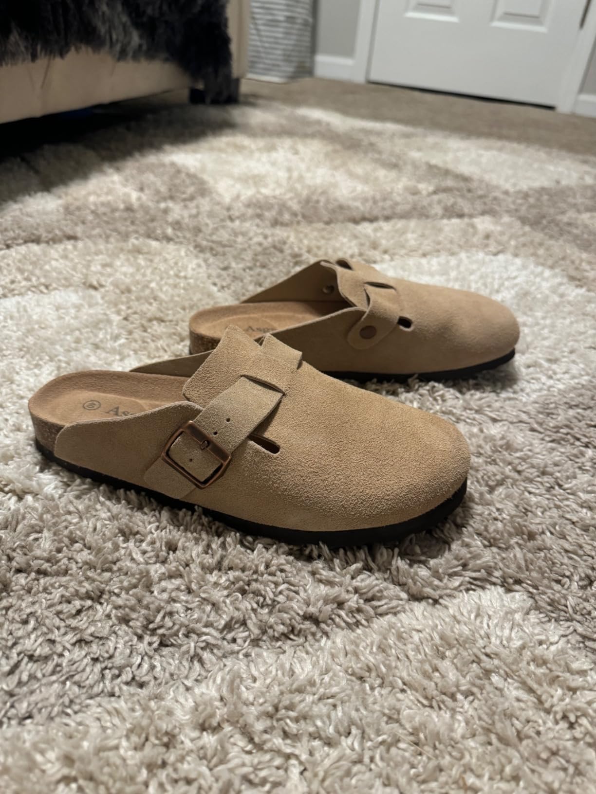 Genuine Suede Clogs for Women Men Leather Mules Arch Support Potato Shoes with Comfort Cork Footbed customer photo 2