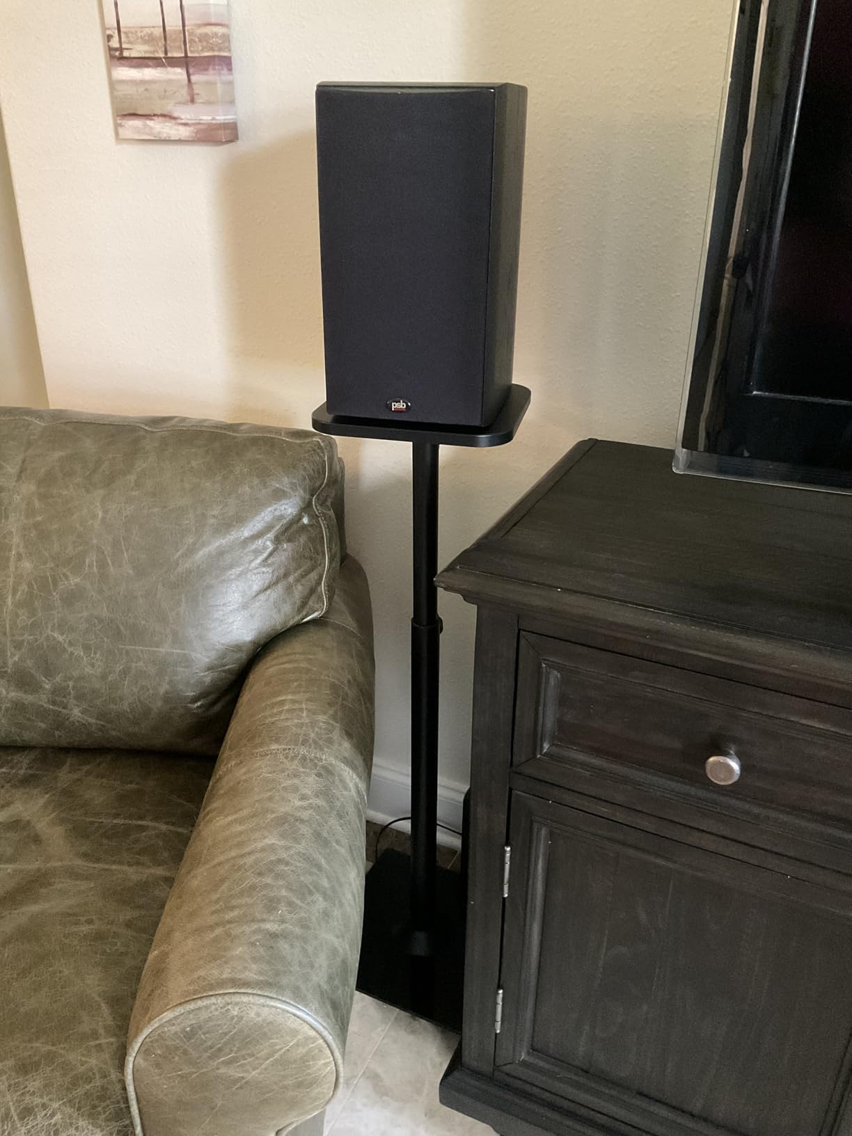 MOUNTUP Universal Speaker Stands Pair 28.3 to 37.4 inch Height Adjustable Floor Speaker Stands, Holds Bookshelf & Satellite Speaker Large Speaker, Up to 22LBS Cable Concealing customer photo 1