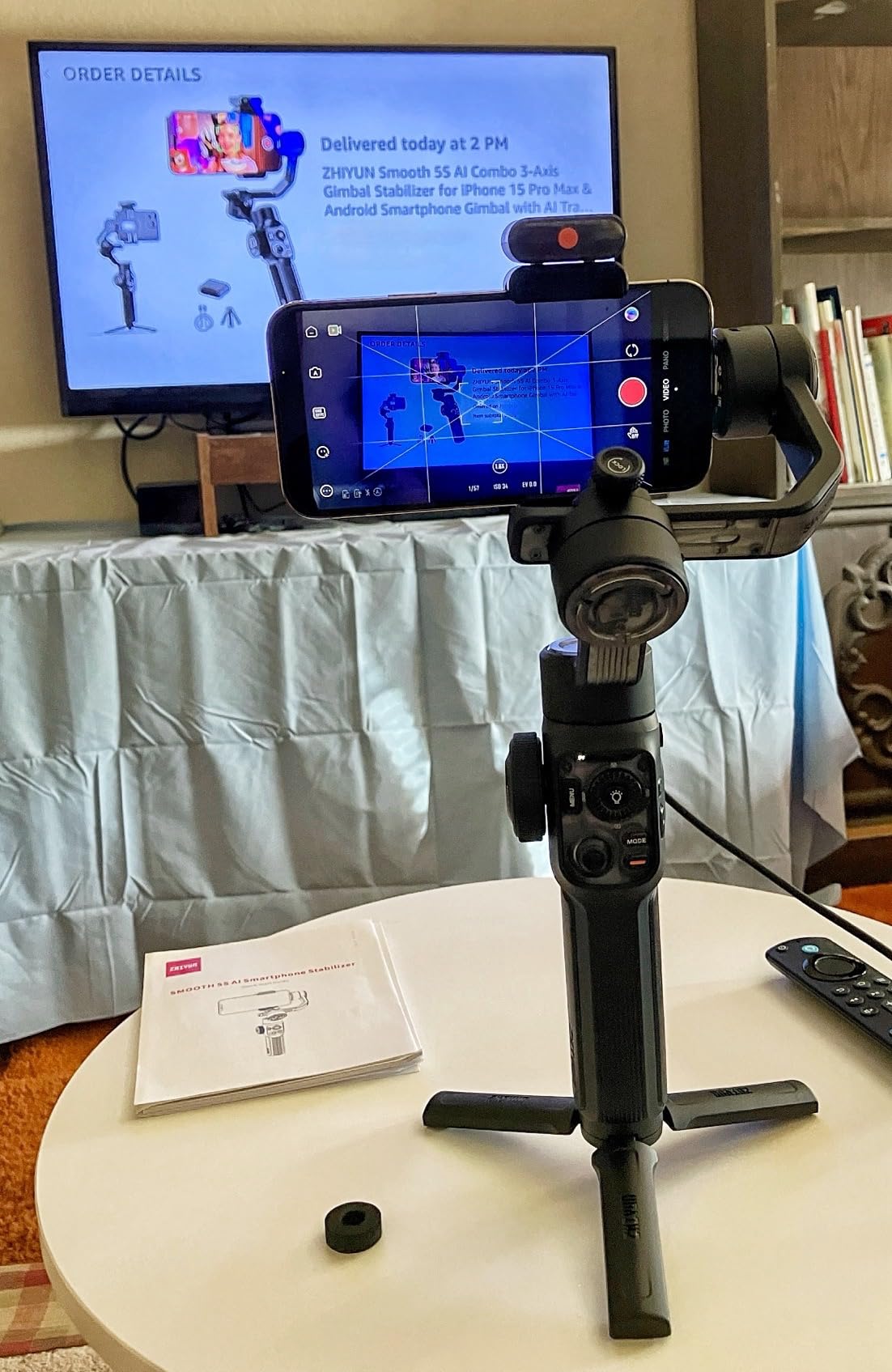 Zhiyun Smooth 5S AI Combo 3-Axis Gimbal Stabilizer for iPhone 15 Pro Max & Android Smartphone Gimbal with AI Tracker, Built-in Fill Light, Tripod customer photo 1