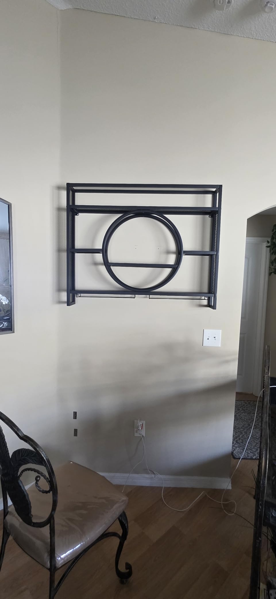 47 Inch Metal Wall Mounted Wine Rack, 3 Tier Bar Shelves with Glass Holder, Large Capacity Modern Liquor Shelves for Home Bar, Dining Room & Kitchen, Black customer photo 1