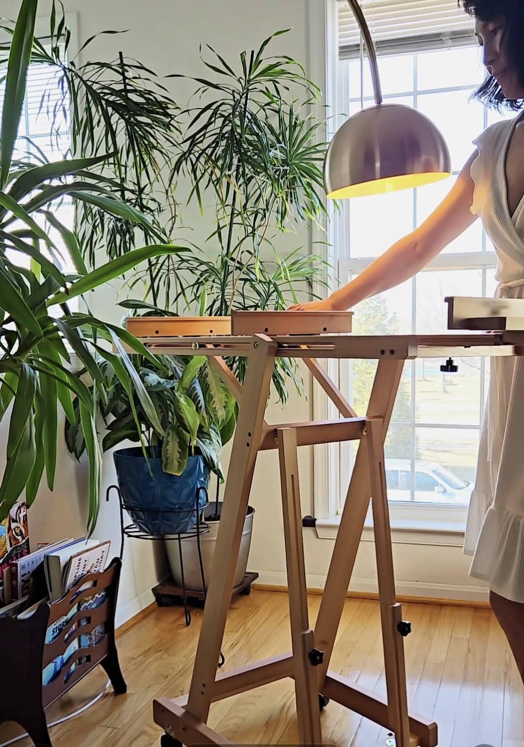H-Frame Multifunctional Easel, Foldable & Adjustable (Vertical to Horizontal), Holds Two Canvases (Up to 77 Inches), Professional H-Frame Art Easel for Adults customer photo 2