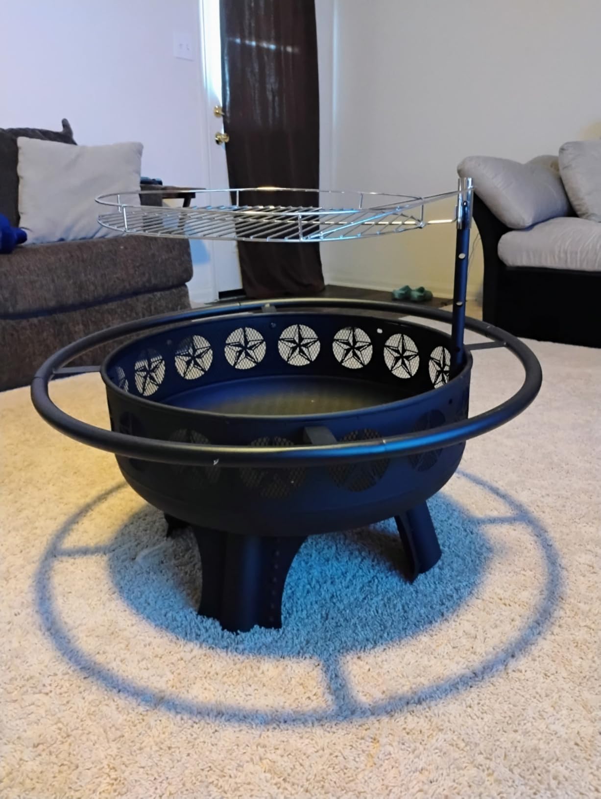 32 Inch Fire Pit with Swivel Cooking Grate, 3-in-1 Wood Burning Firepit with Grill, Outdoor Fire Pits Table with Metal Lid and Poker for Outside Patio Backyard BBQ Bonfire Camping customer photo 1